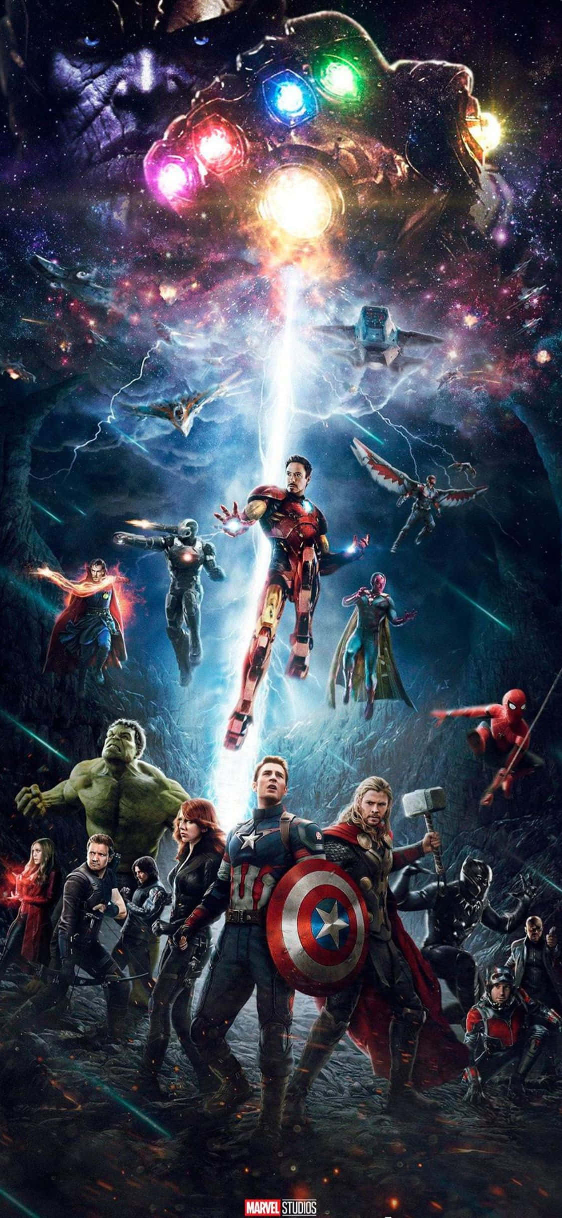 Крутая графика Мстителей Фон Marvel для iPhone XS Обои