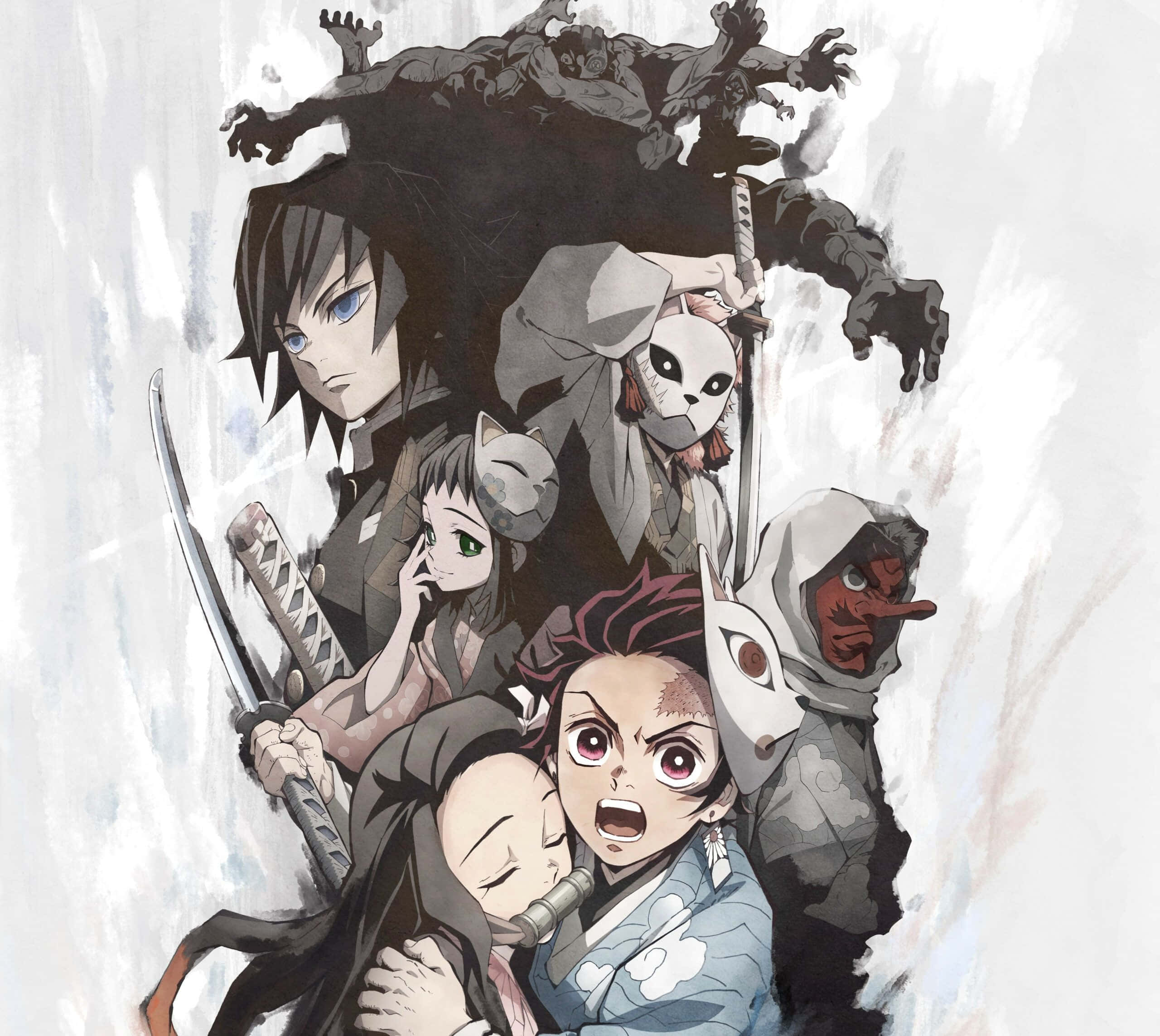 Крутой коллаж Demon Slayer для iPad Обои
