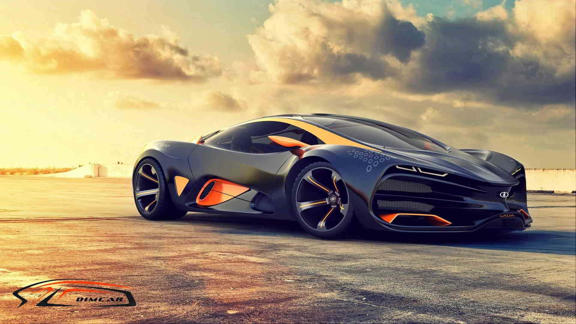 Крутой матовый черный автомобиль Bugatti Обои