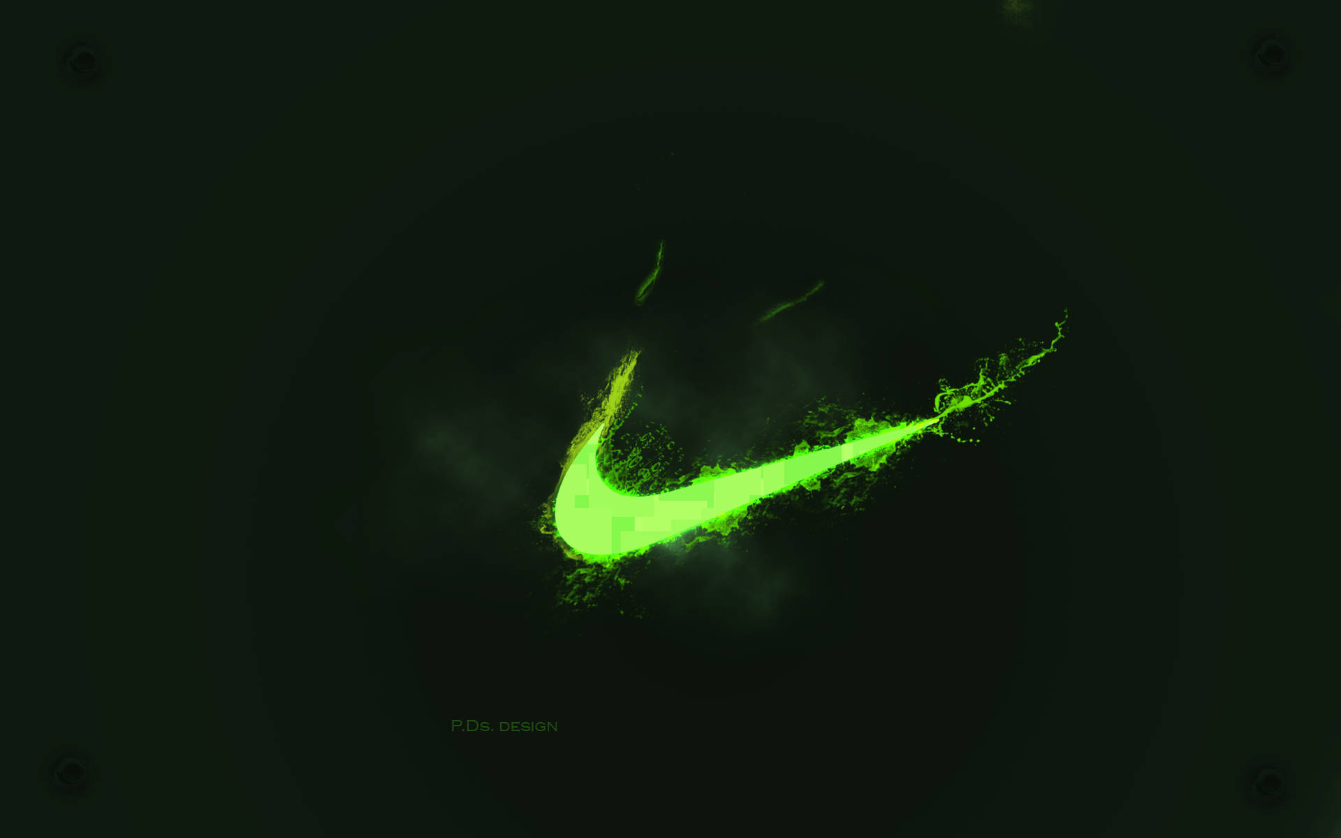Крутой неоново-зеленый логотип Nike Swoosh Обои