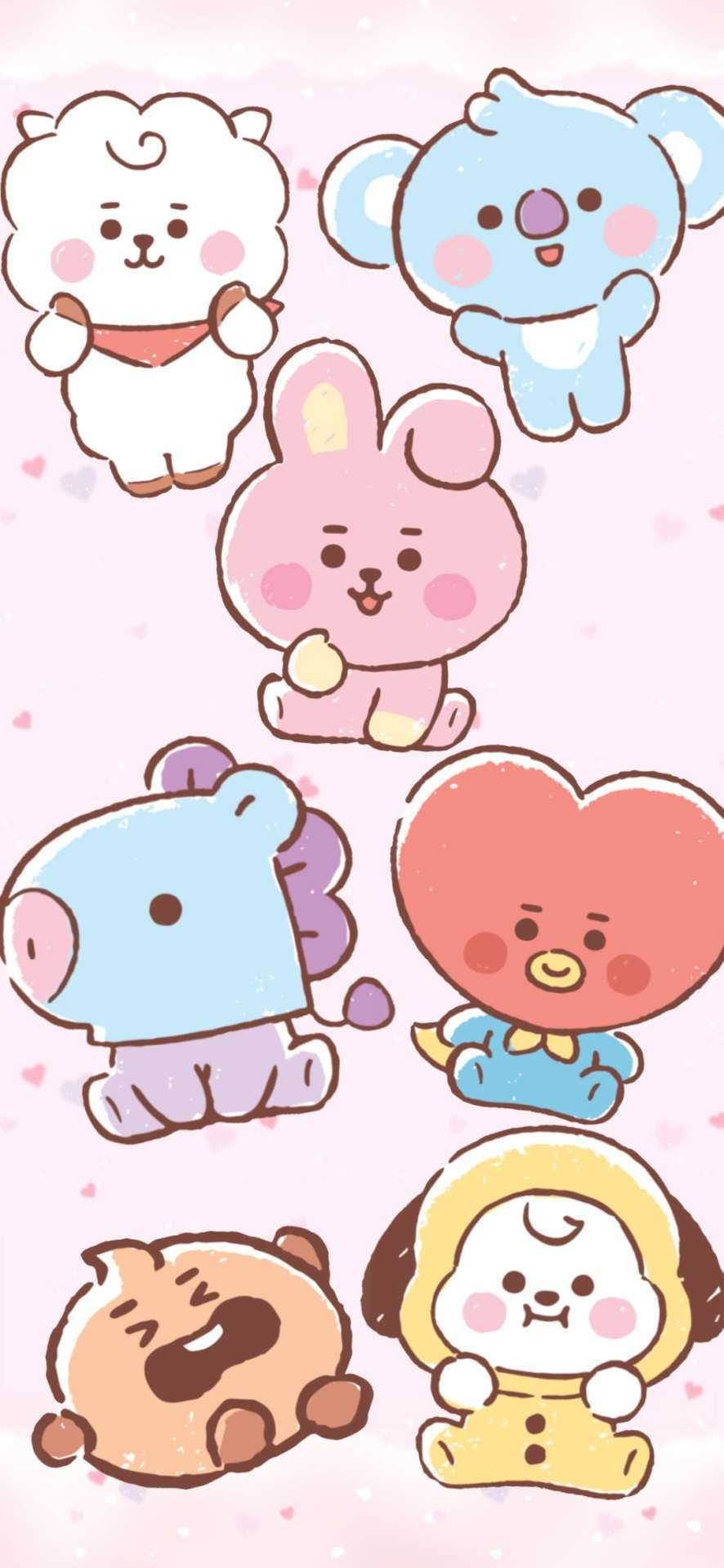 Куки Bt21 с друзьями Line Обои