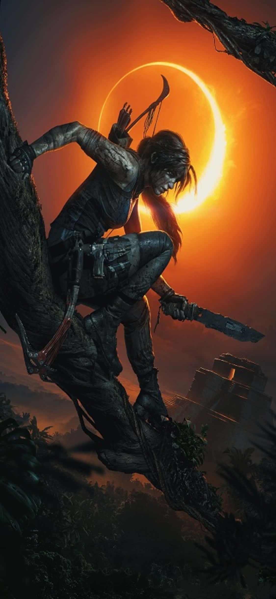 Лара Крофт с поднятым ножом | Shadow of the Tomb Raider Обои