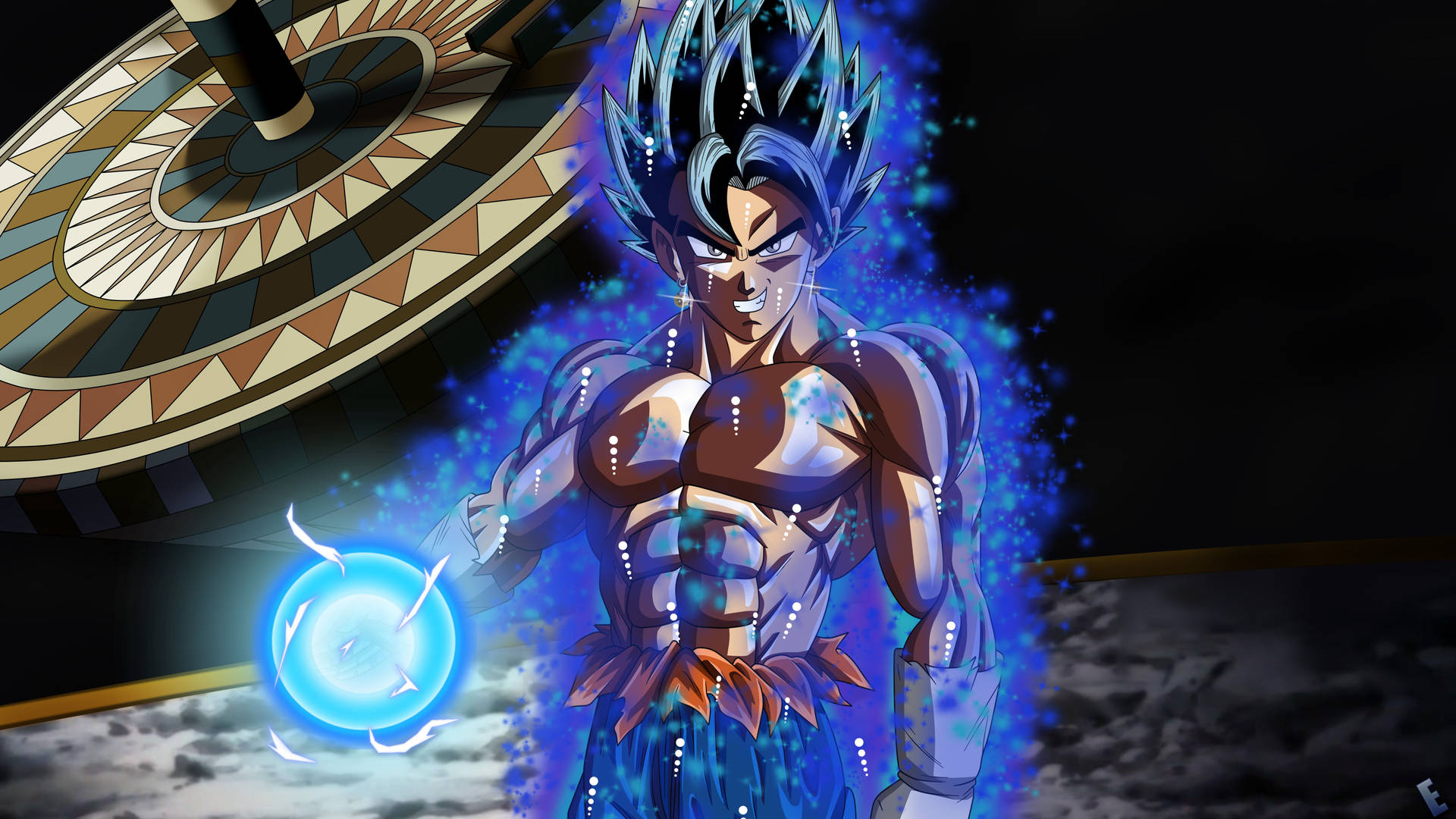 Dragon Ball Сан Гоку с синими волосами супер-броли и супер-сайян аниме-персонаж.