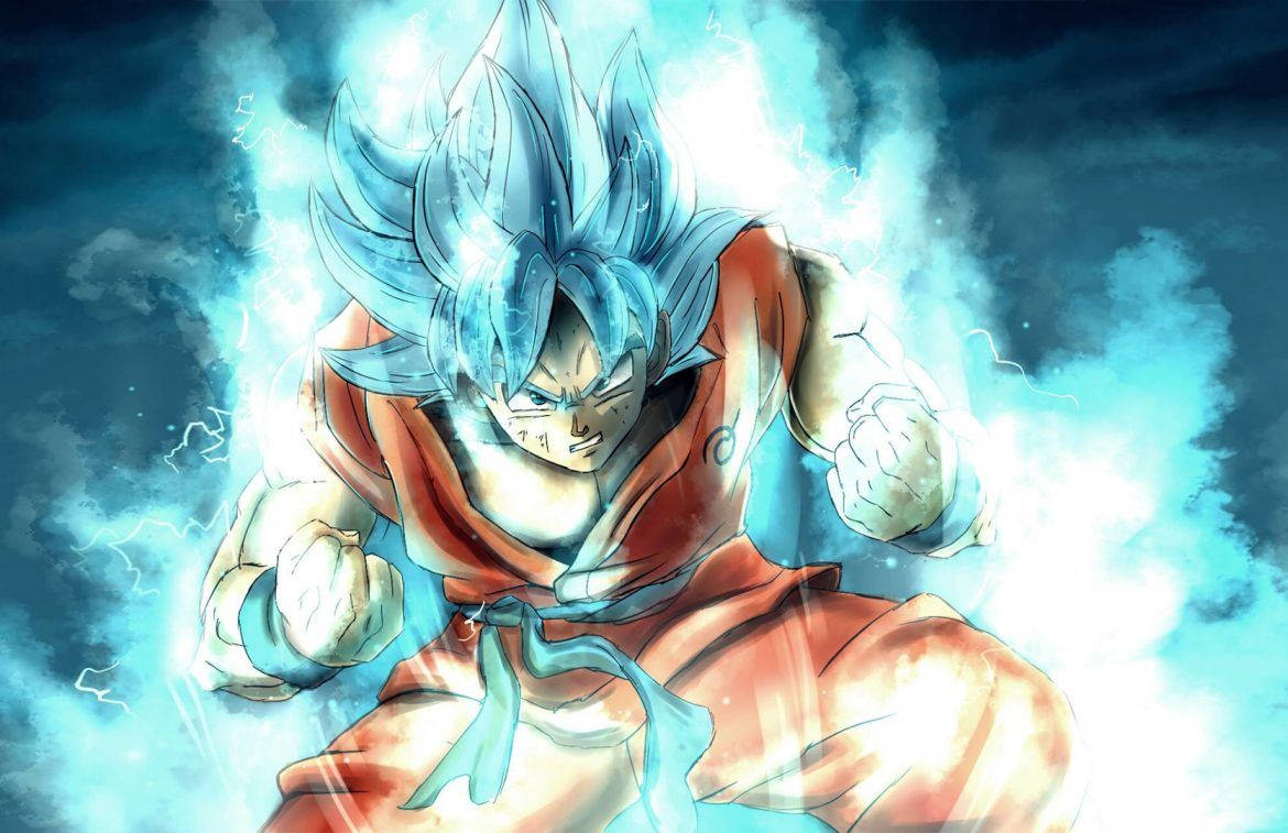Dragon Ball Z Сан Гоку Супер Саян с синим огнем, супер Броли аниме-персонаж.