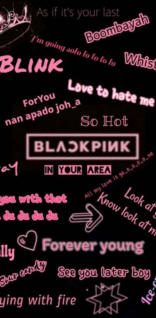 Логотип Blackpink с названиями песен Обои