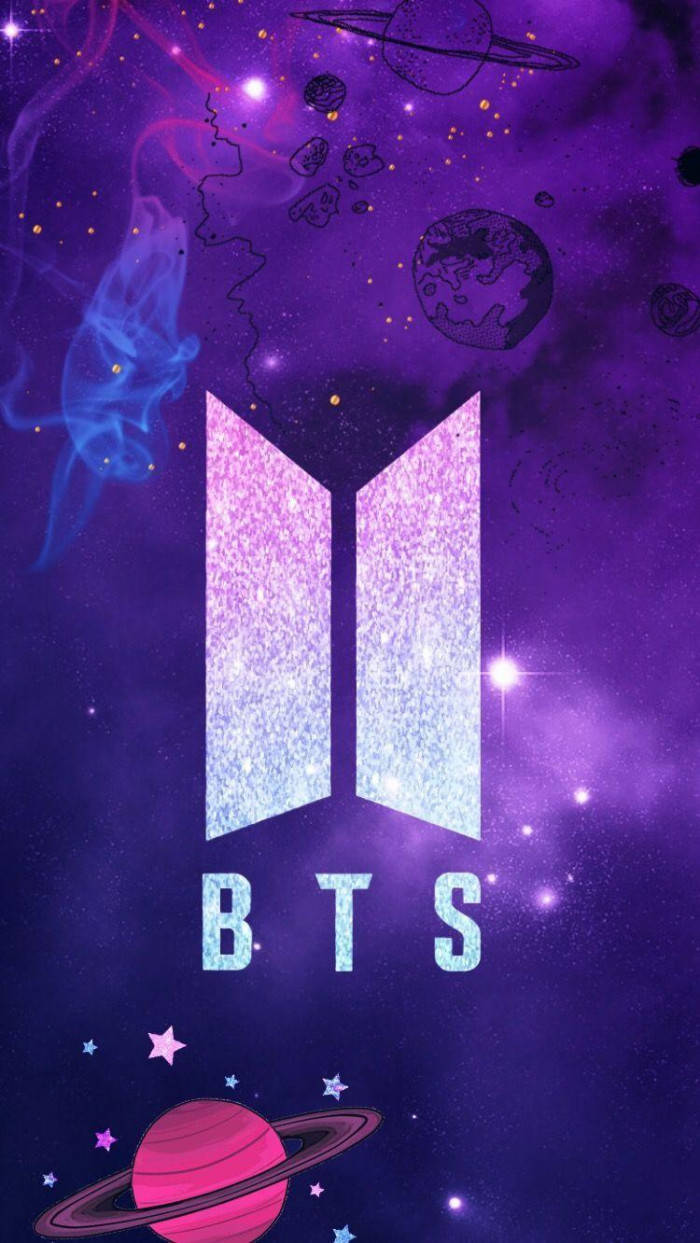 Логотип BTS в галактике с планетой Обои