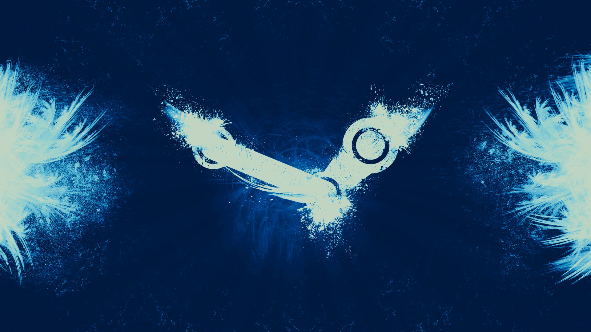 Логотип Steam с белой краской 4k обои.