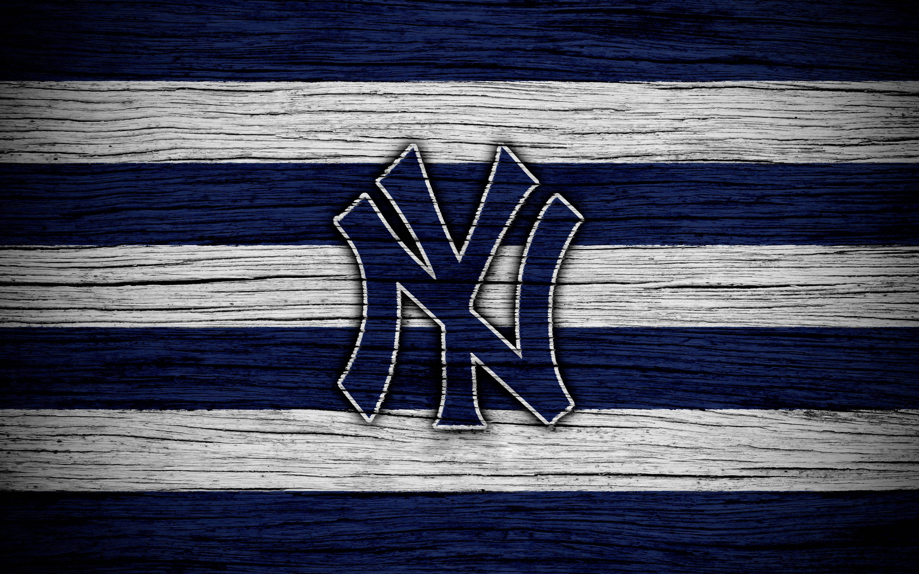 Логотип Yankees на деревянных досках Обои
