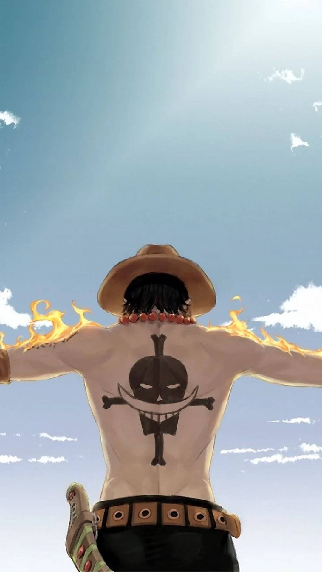 Обои Луффи в огне One Piece для iPhone