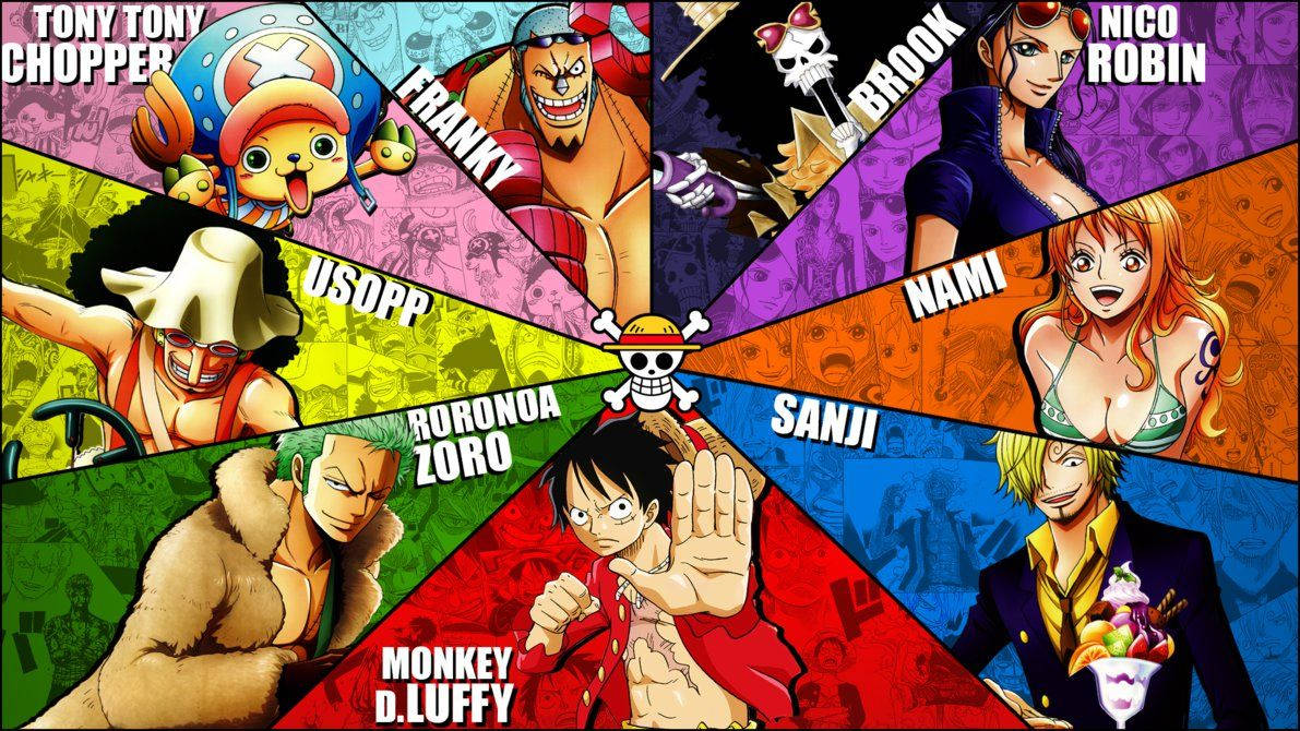 Луффи и остальные пираты Соломенной Шляпы в цветовом круге One Piece
