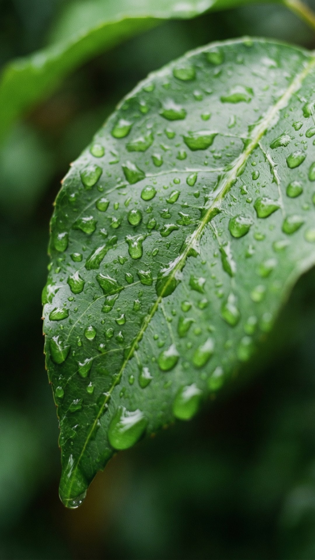 Макро капля дождя на листе Обои