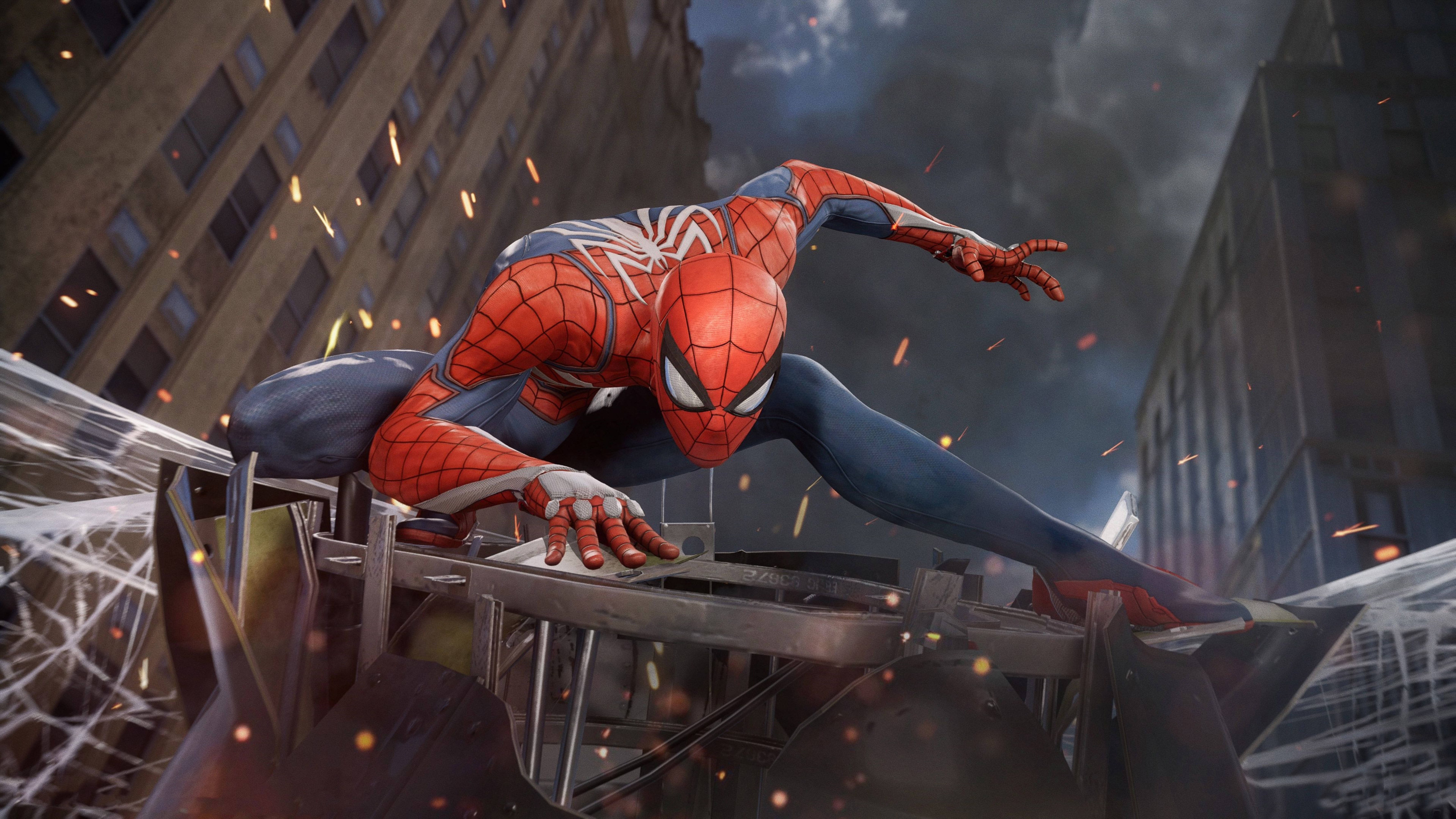Марвел Человек-паук супергеройская поза 4K PS4 Обои