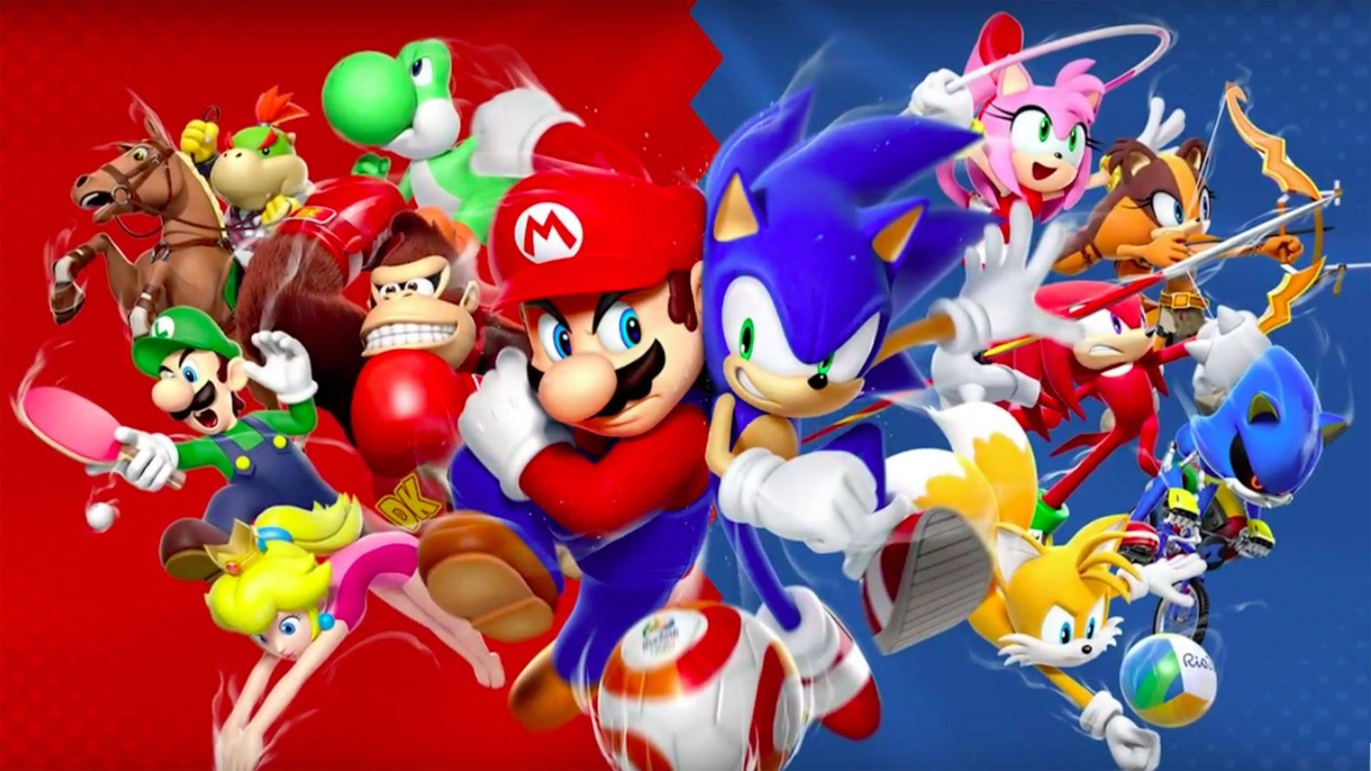 HD обложка обоев Mario & Sonic на Олимпийских играх в Рио-2016.