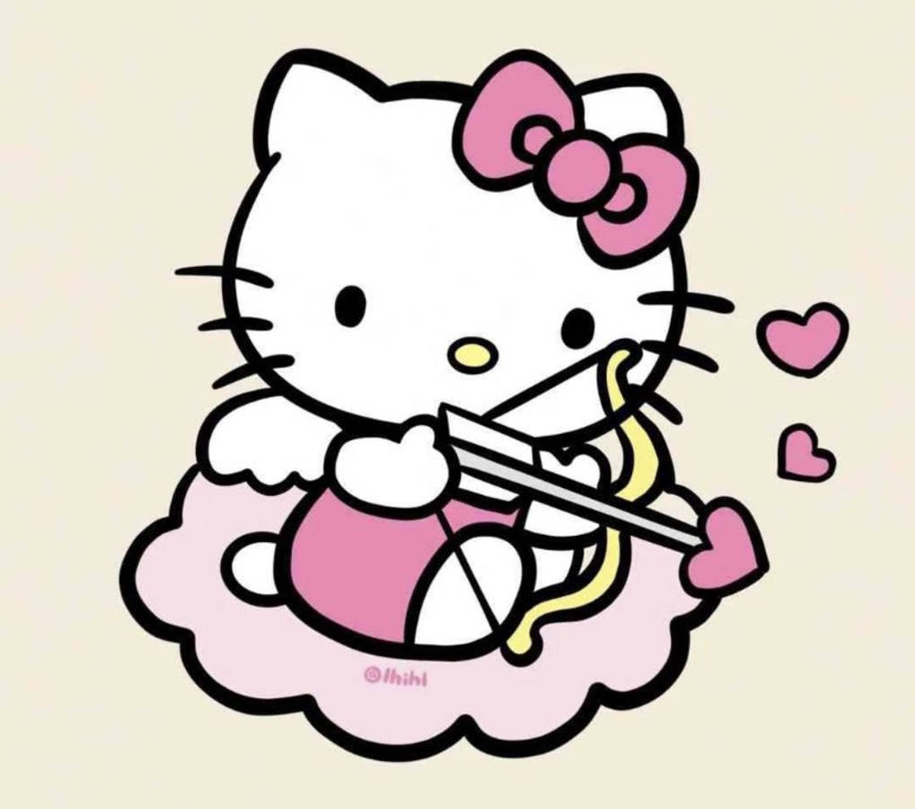 Милашка Hello Kitty в образе Купидона Обои