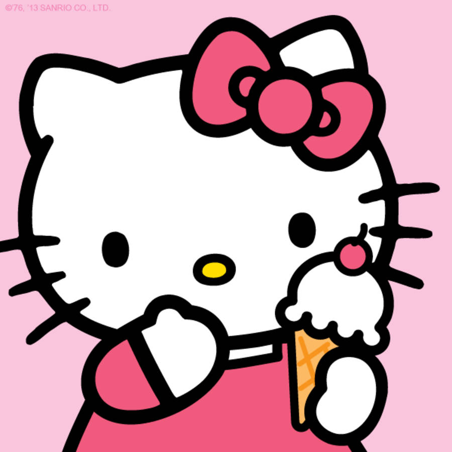 Милая Hello Kitty PFP с мороженым Обои