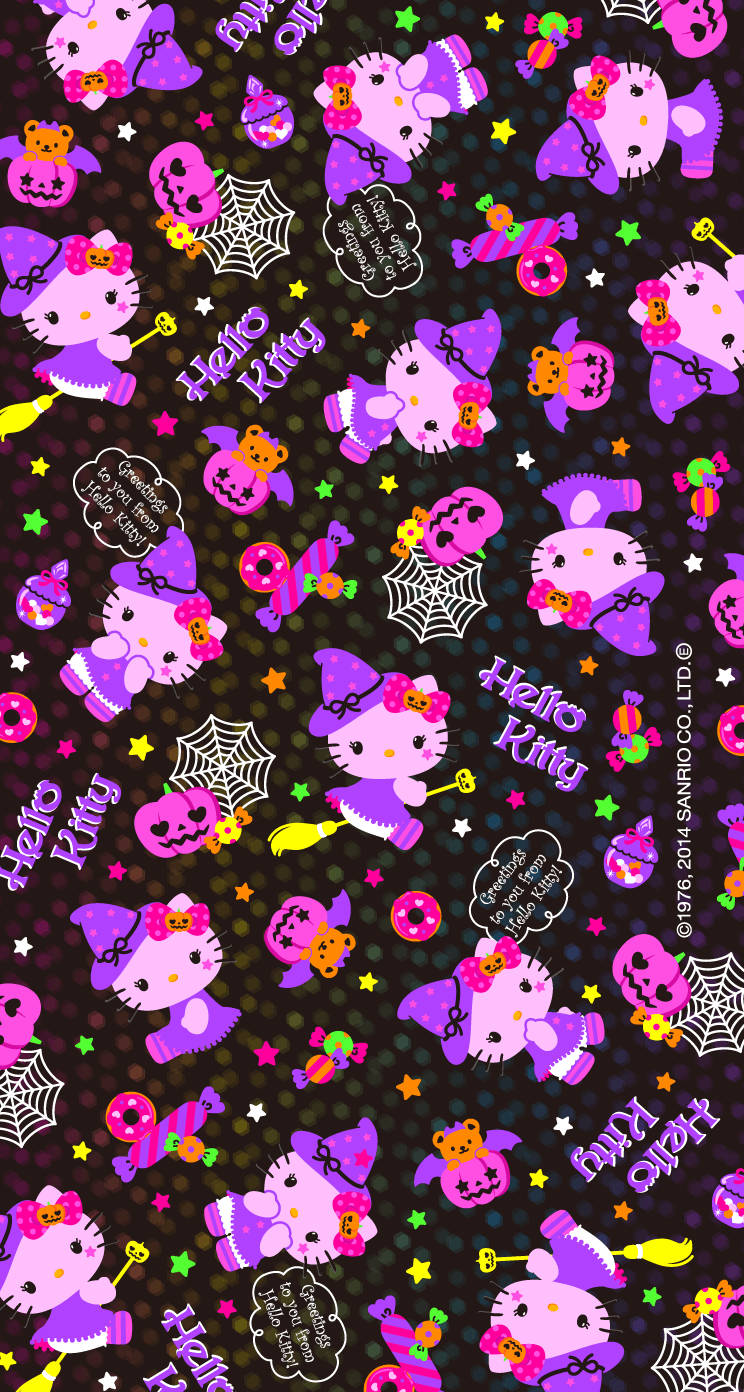 Милая ведьмочка Hello Kitty на Хэллоуин Обои