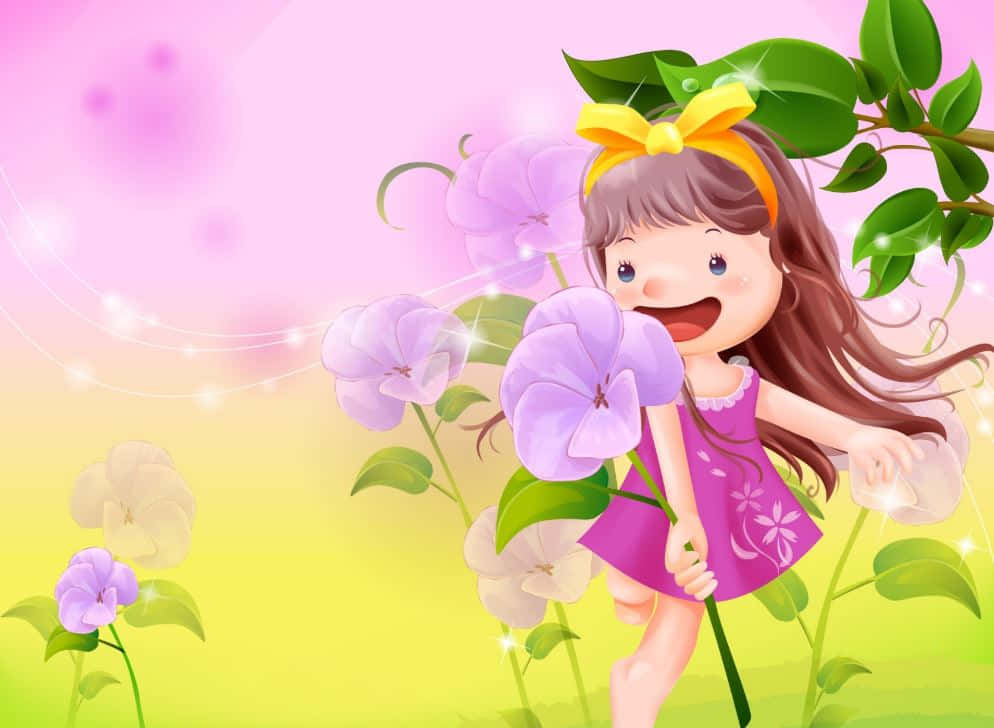 Милые мультяшные животные на игривом фоне Обои