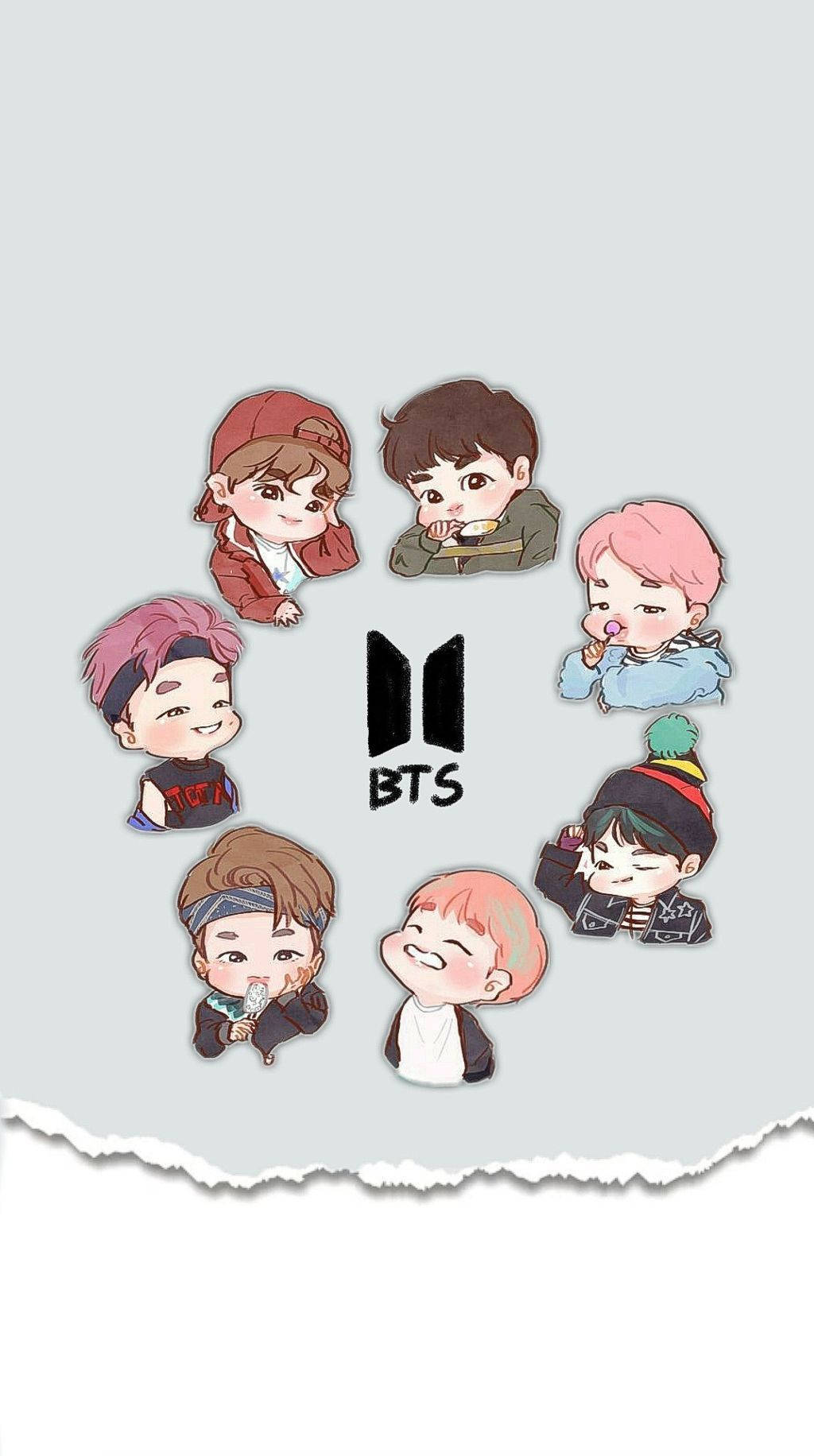 Милый рисунок BTS с логотипом B21 Обои