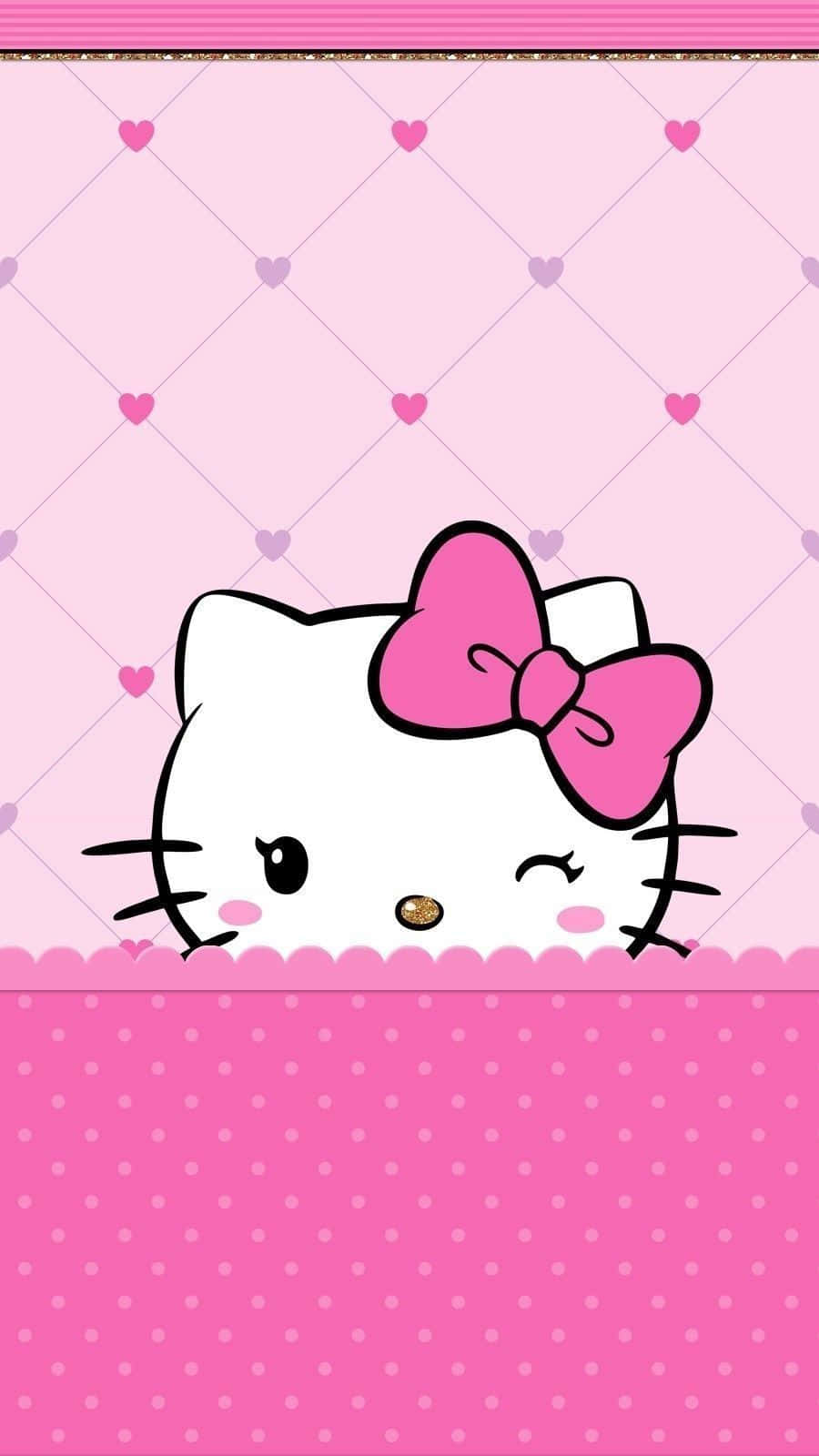 Милый розовый Hello Kitty подмигивает Обои