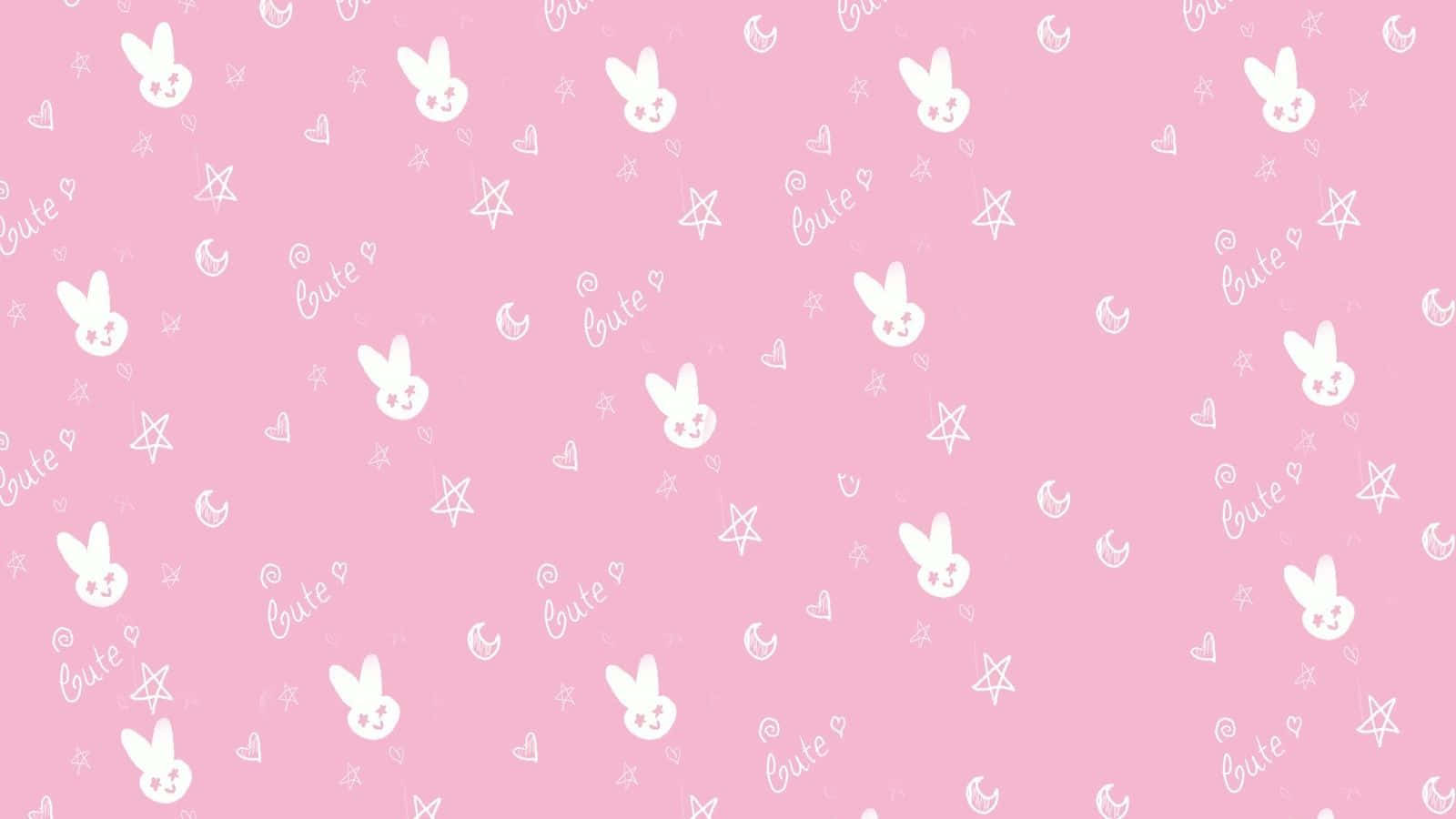 Милый розовый Kawaii фон с иллюстрацией Обои