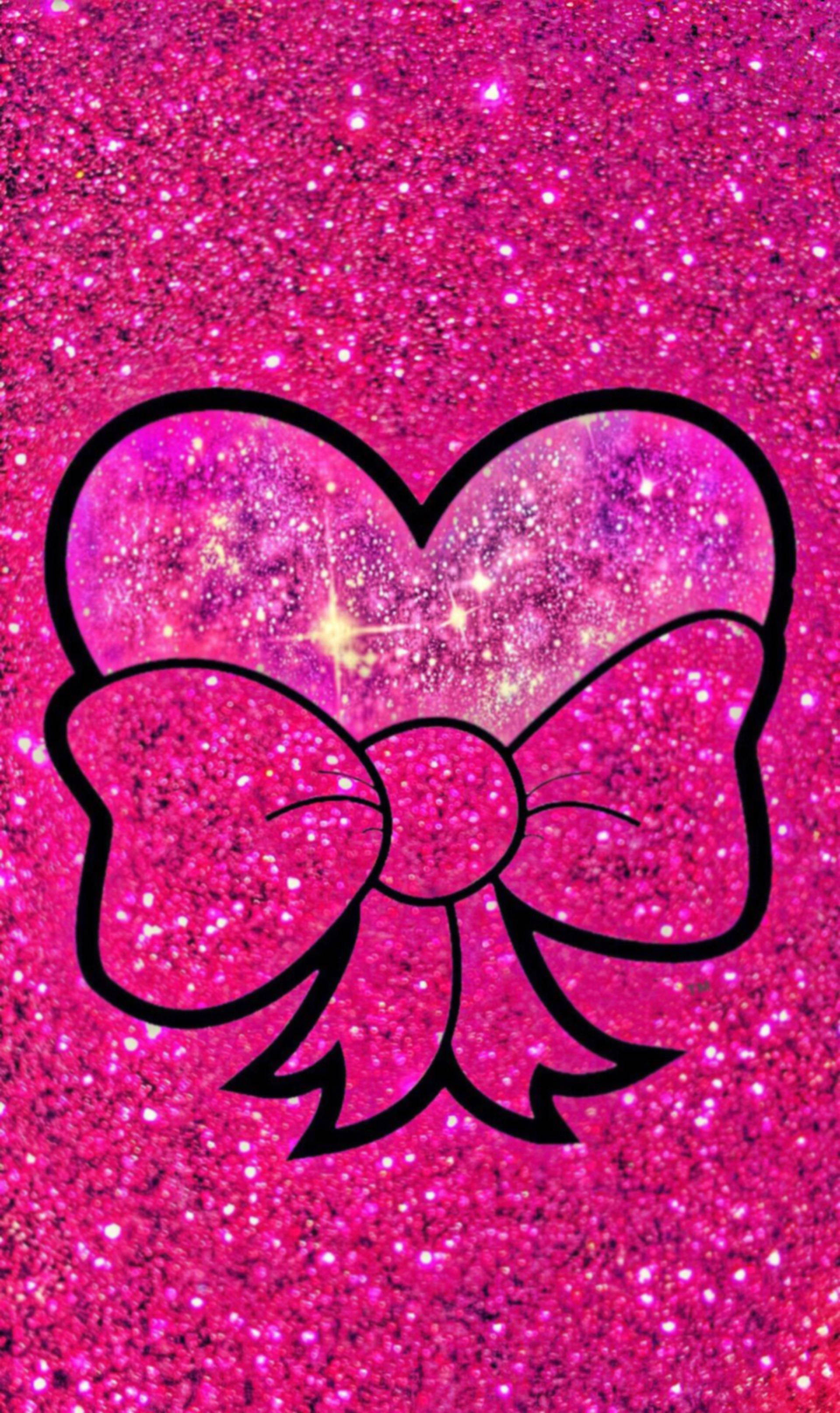 Милый розовый бант в форме сердца Обои