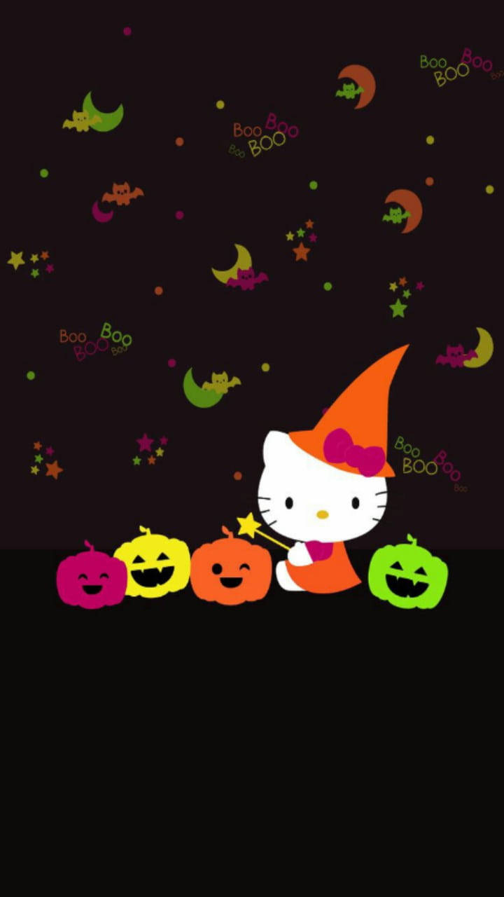 Милый Хэллоуин Чёрная Hello Kitty Обои