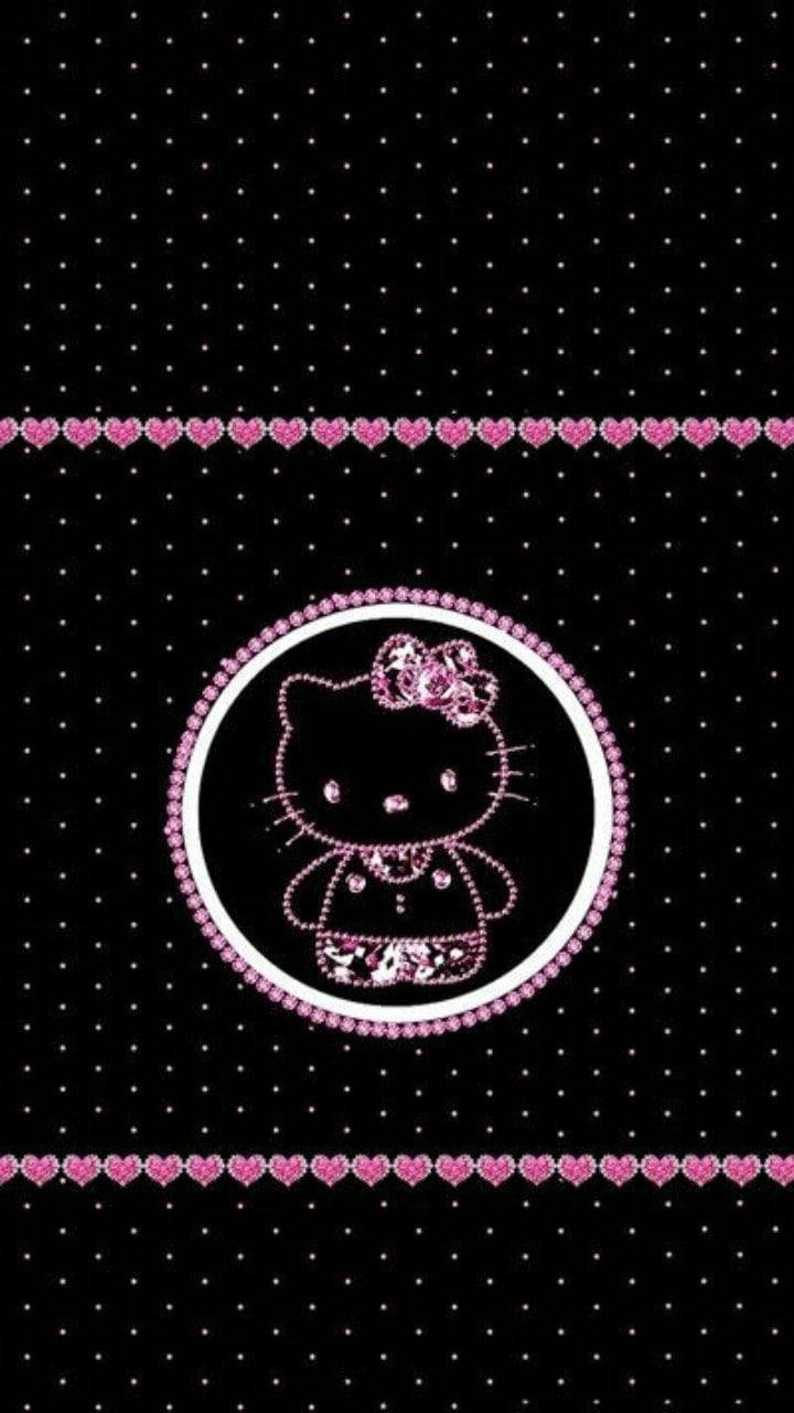 Милый черный Hello Kitty в горошек Обои