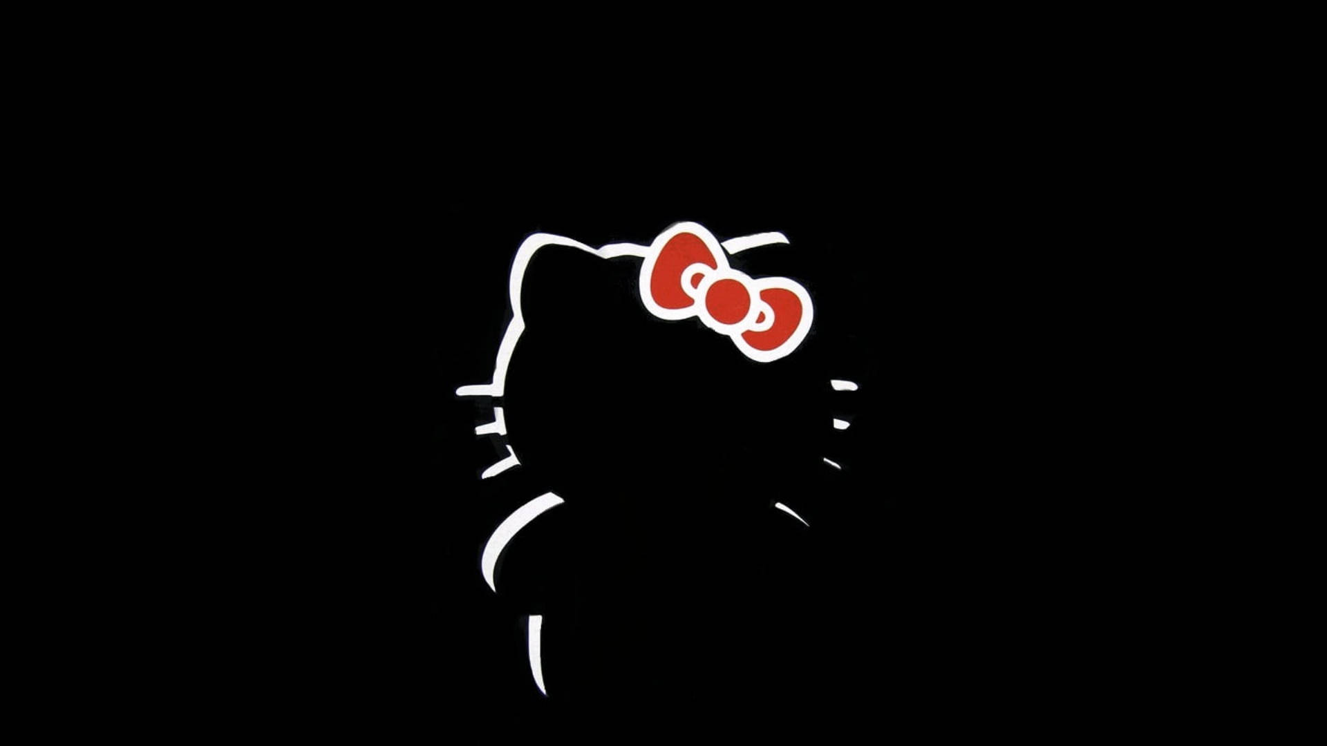 Минималистичный черный силуэт Hello Kitty Обои