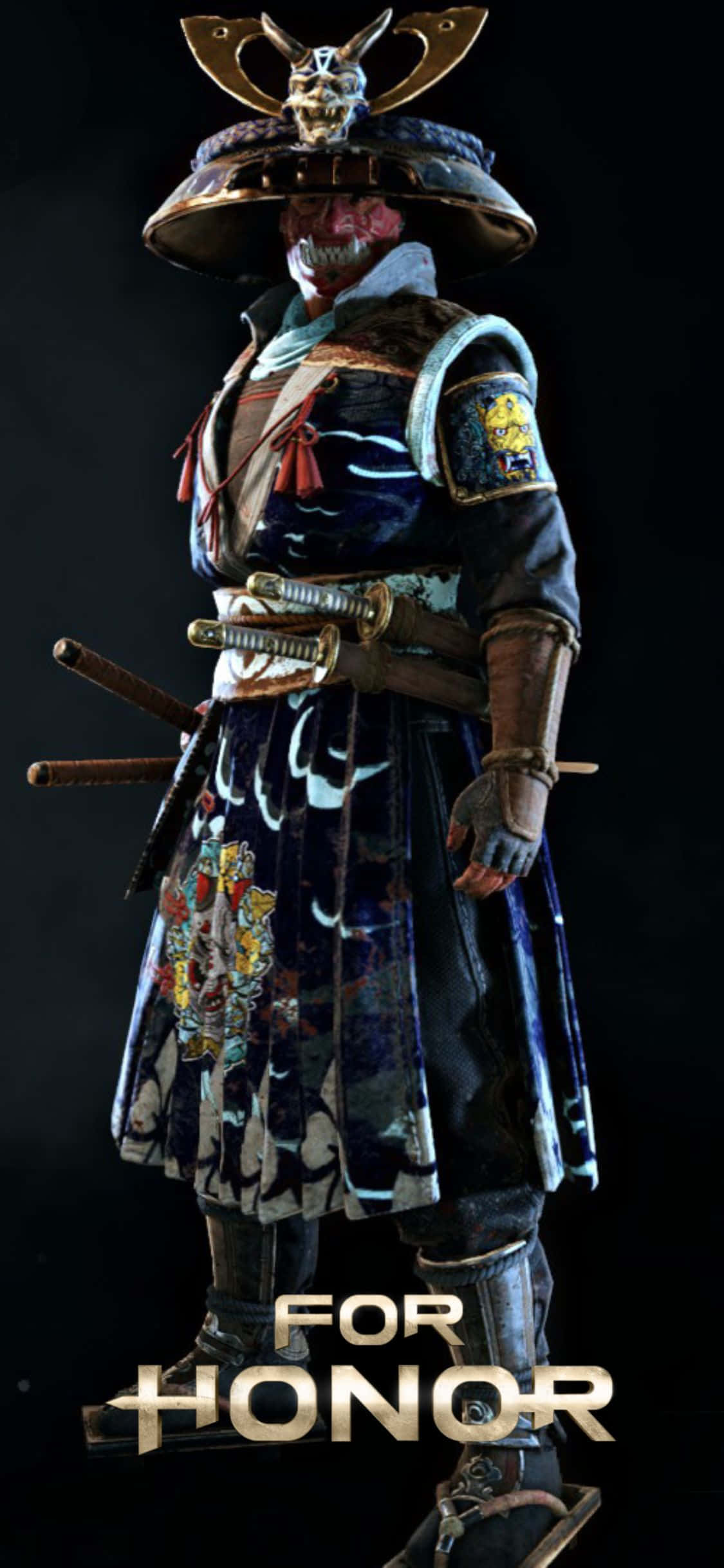 человек в костюме самурая со словами for honor Обои
