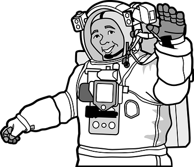 Мультяшный астронавт машет рукой Обои
