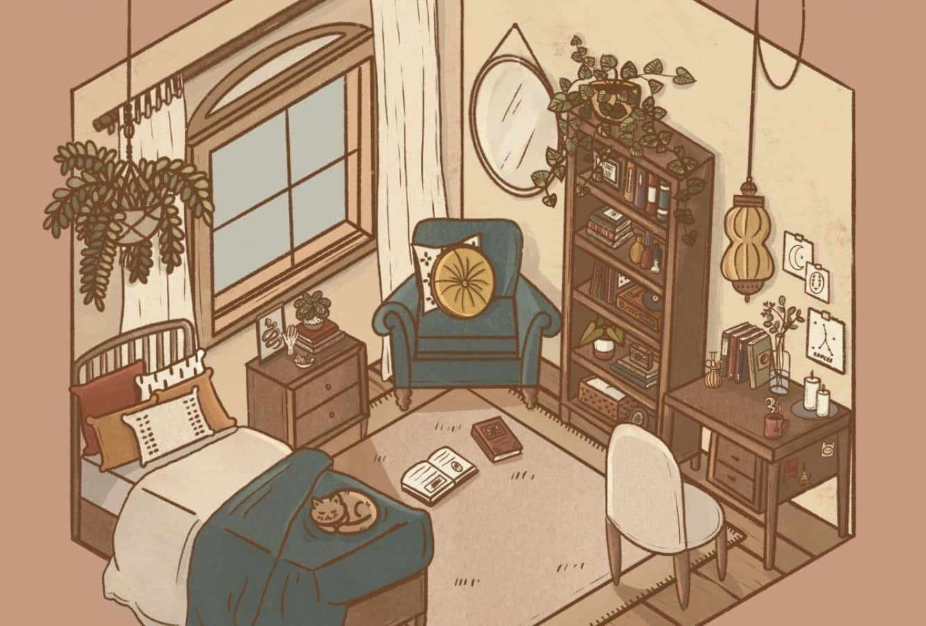 Наслаждайтесь атмосферой аниме-комнаты Обои