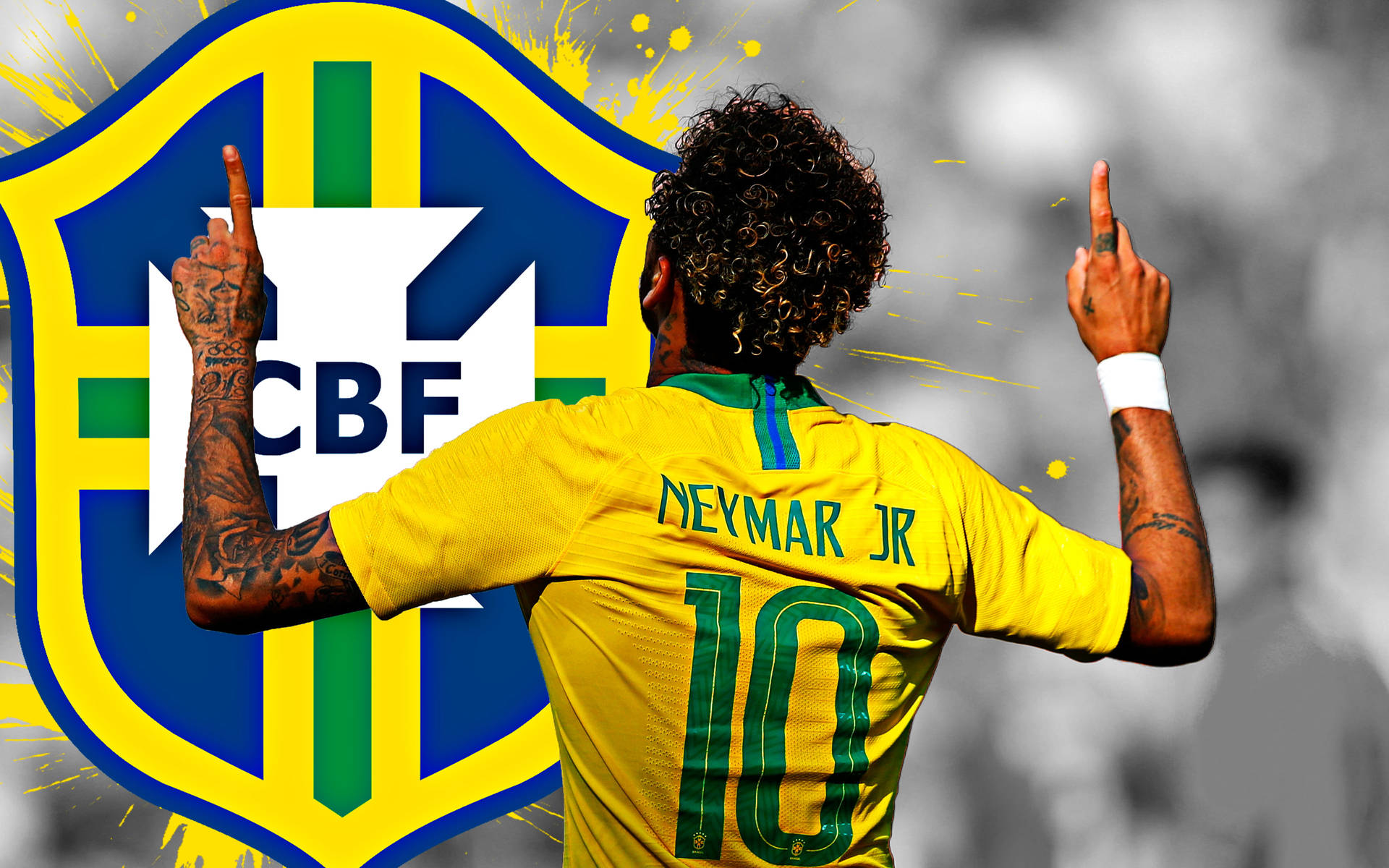 Неймар 4K с большим логотипом CBF — Неймар Обои