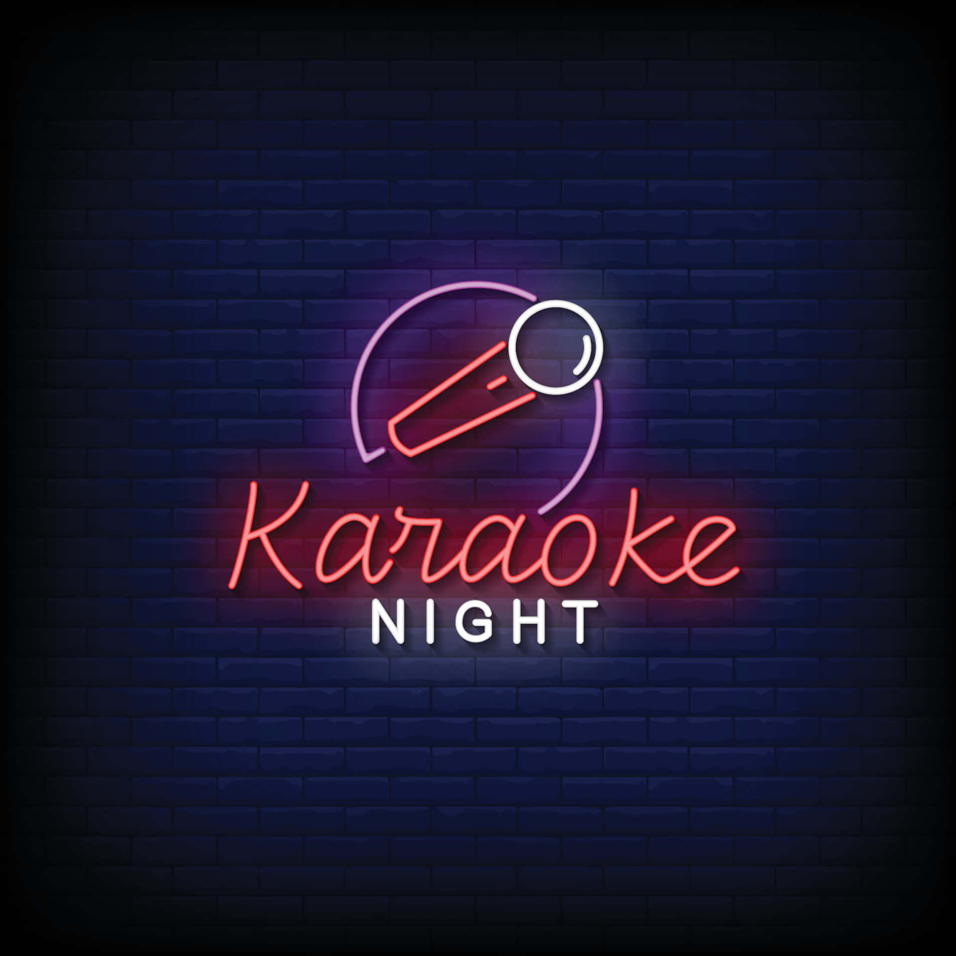 Неоновая вывеска Karaoke Night фон Обои