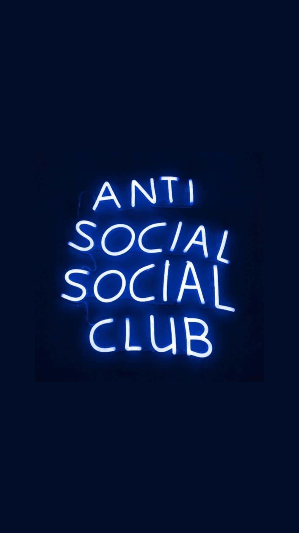 Неоновая синяя вывеска Anti Social Club для iPhone Обои