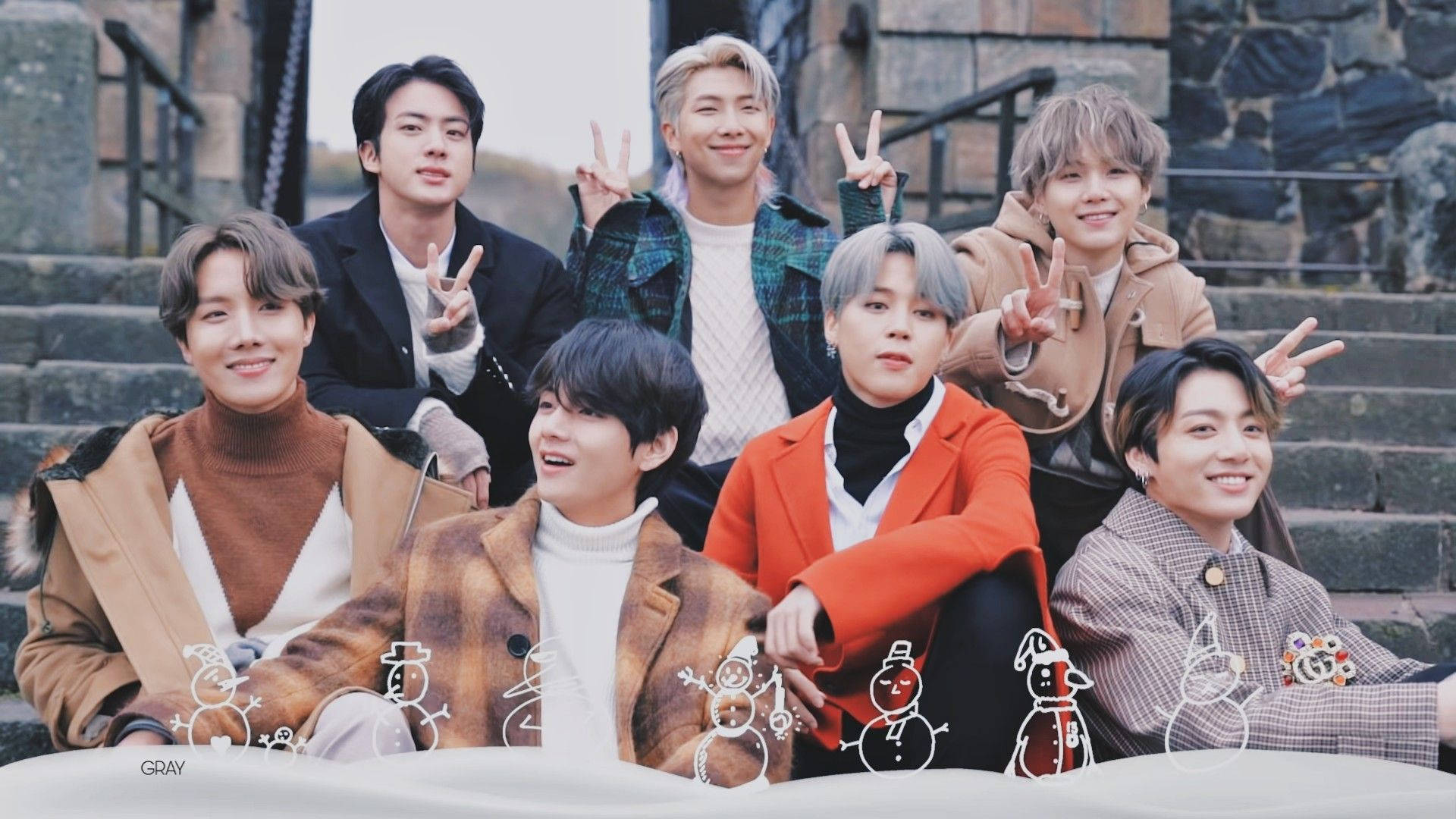 Обои BTS Снеговик для рабочего стола Обои