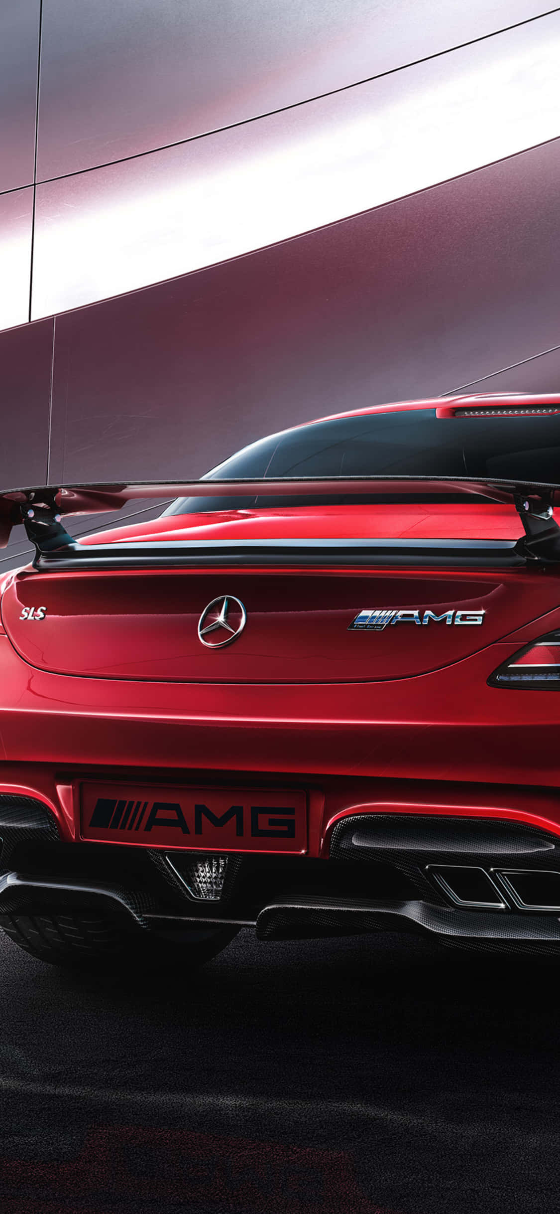Фон для iPhone X с AMG GT-R: красный багажник AMG GT Обои