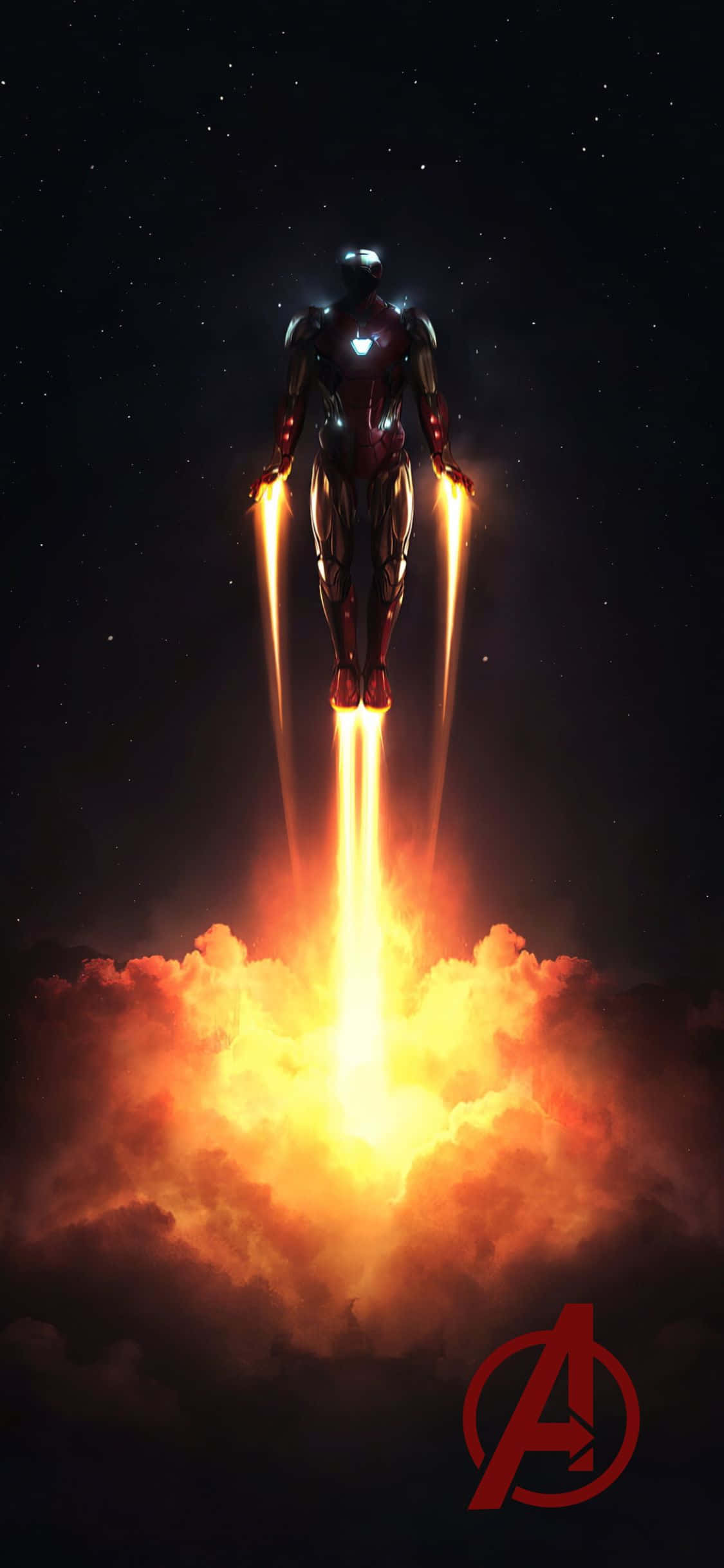 Фон iPhone XS Мстители: Железный человек в полете Обои