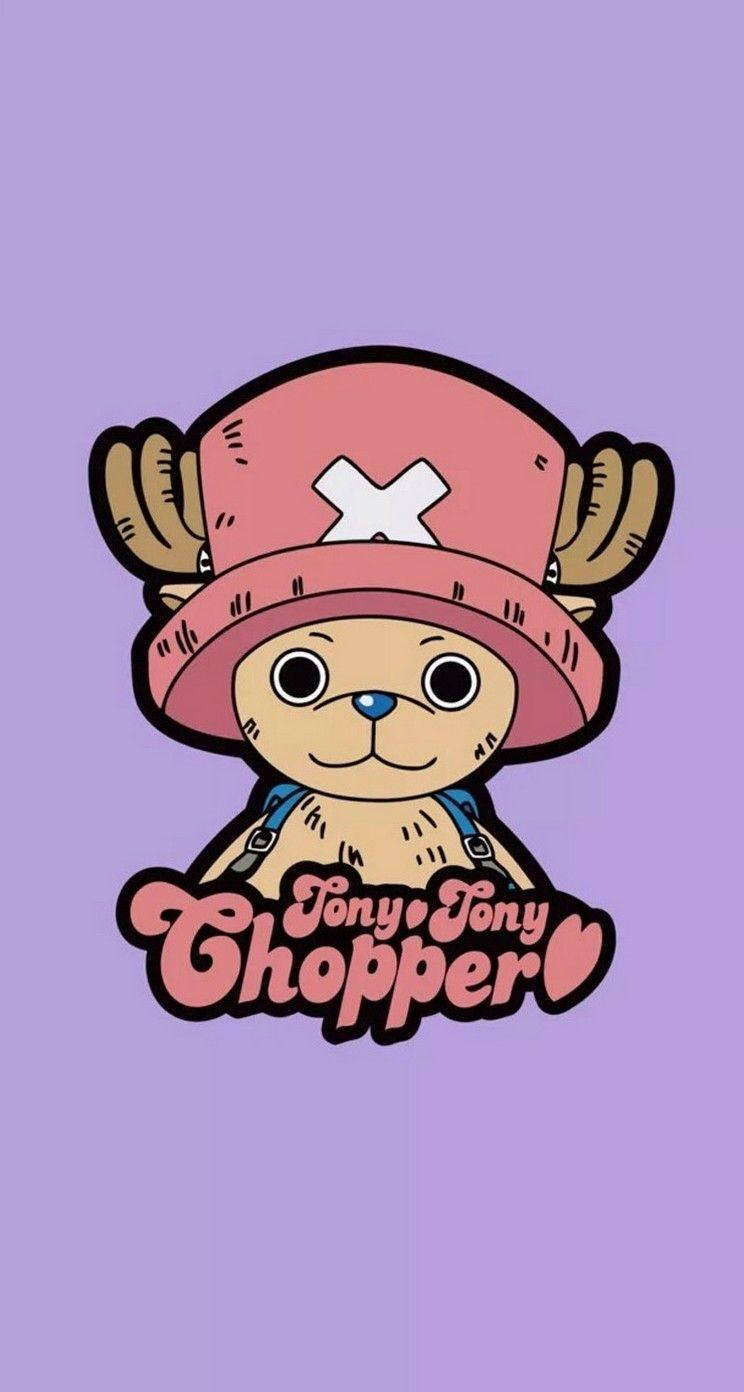 Обои для телефона One Piece с Чоппером на фиолетовом фоне Обои