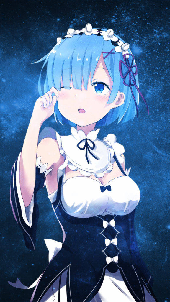 Обои для телефона с Рем из Re:Zero на фоне галактики Обои
