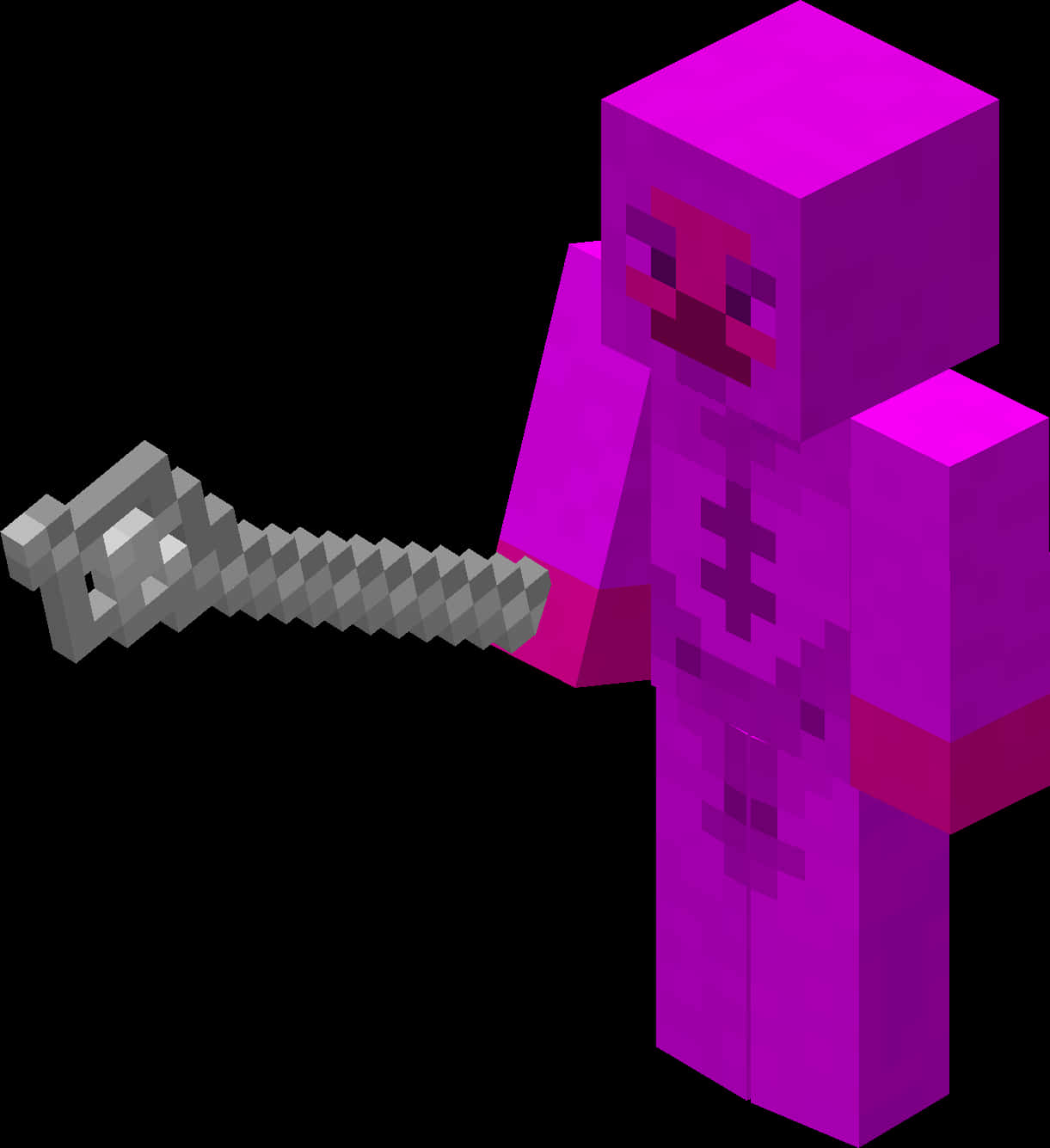 Персонаж Minecraft фиолетового цвета с киркой Обои