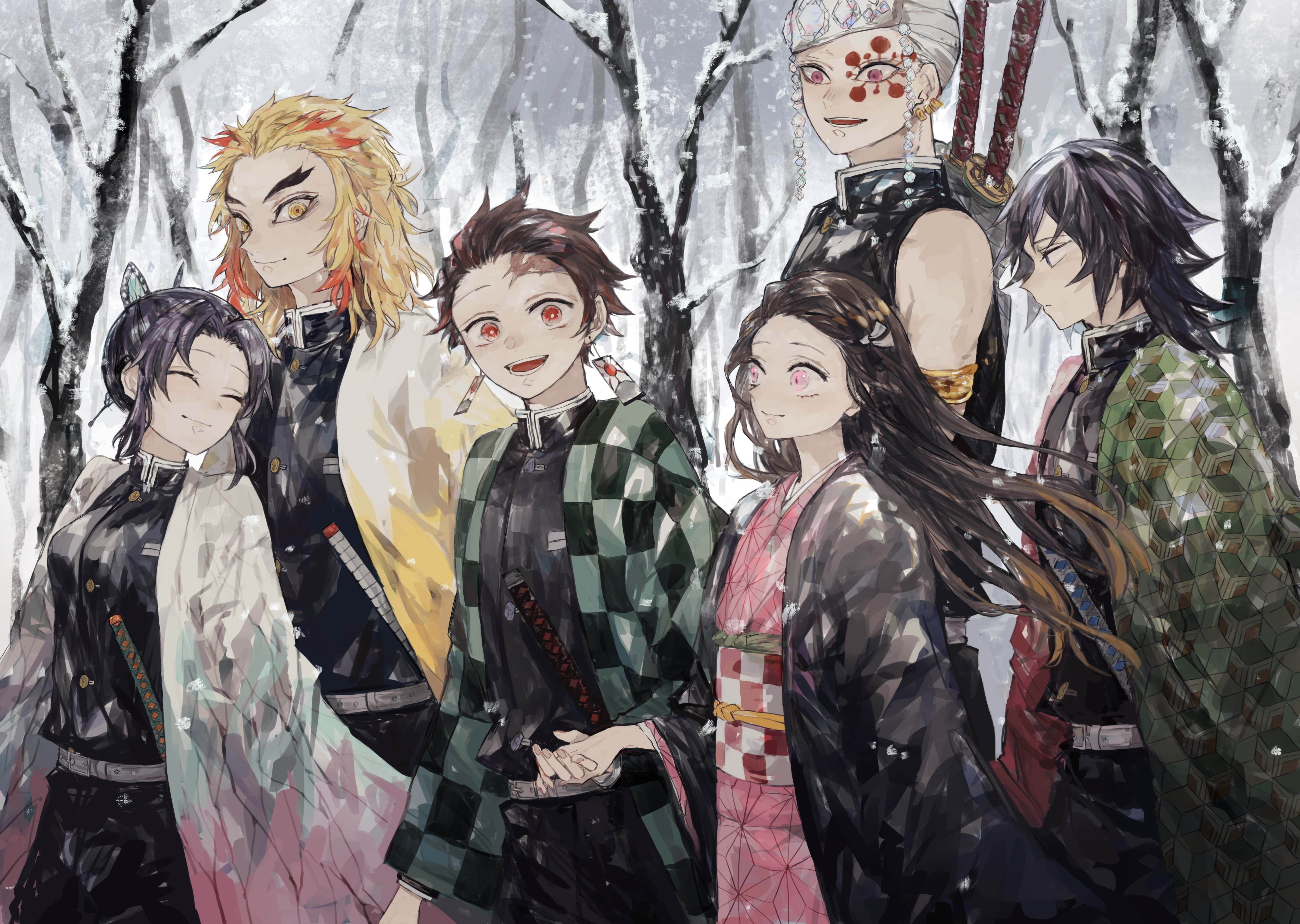 Персонажи Demon Slayer на ноутбуке Обои