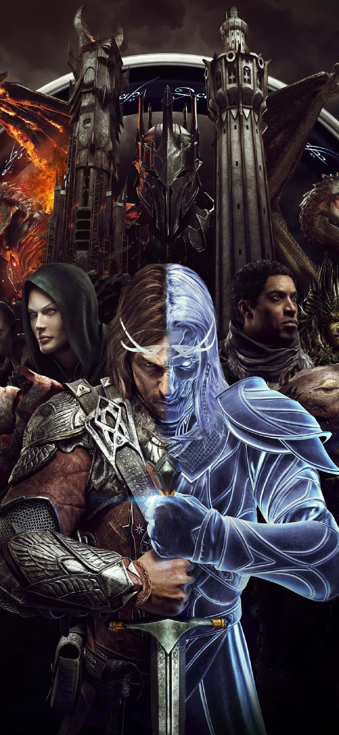 Персонажи на фоне iPhone X Shadow Of Mordor Обои