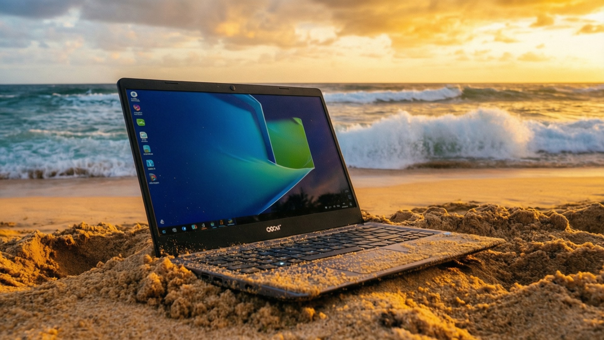Побег с Chromebook на пляже Обои