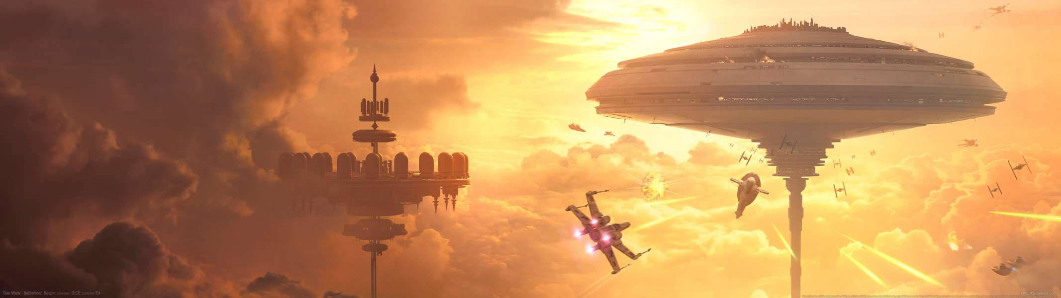 Погрузитесь в Star Wars Battlefront Беспин с двумя экранами Обои