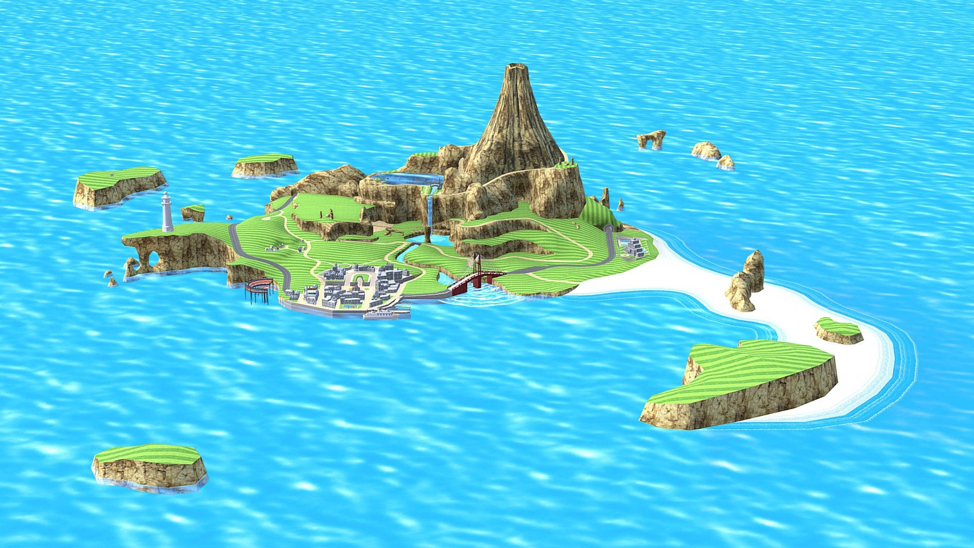 Привлекающий взгляд остров Вуху из Wii Sports Resort Обои