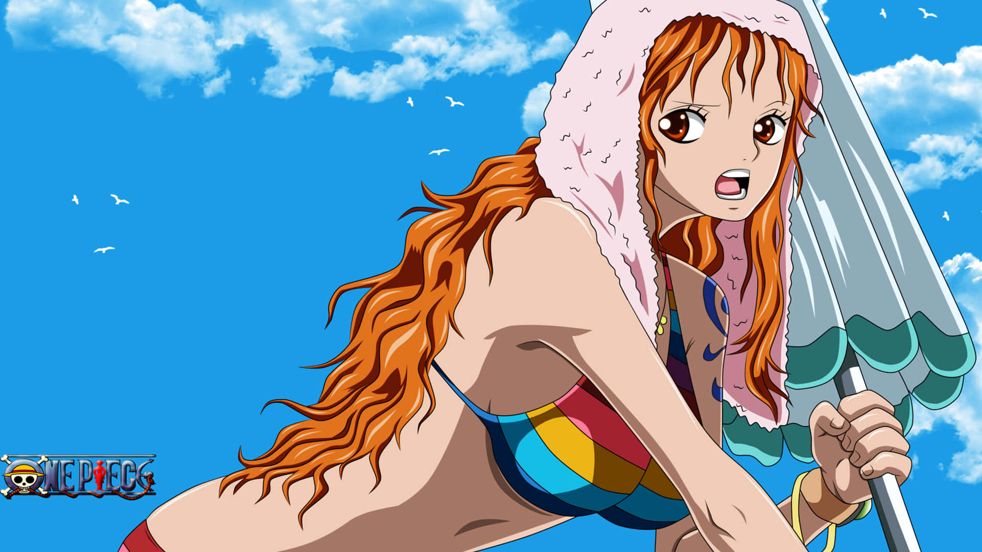 Промокшая Нами из One Piece Обои