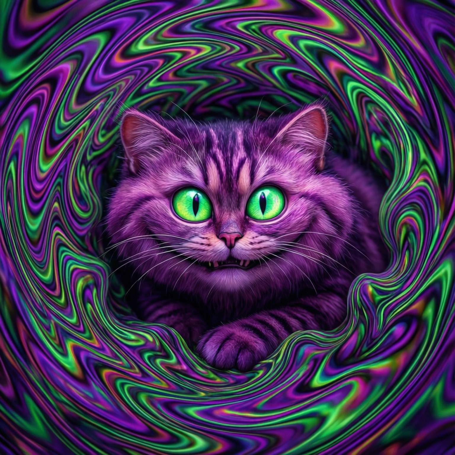 Психоделический кот Обои