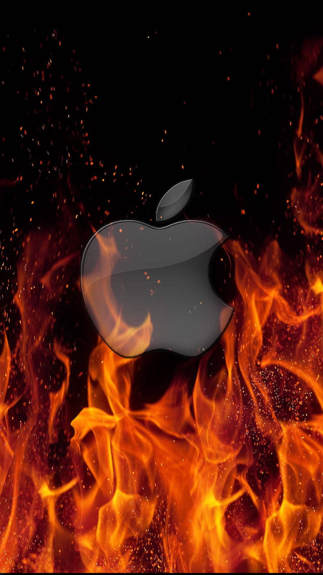 Пылающий логотип Apple iPhone Обои