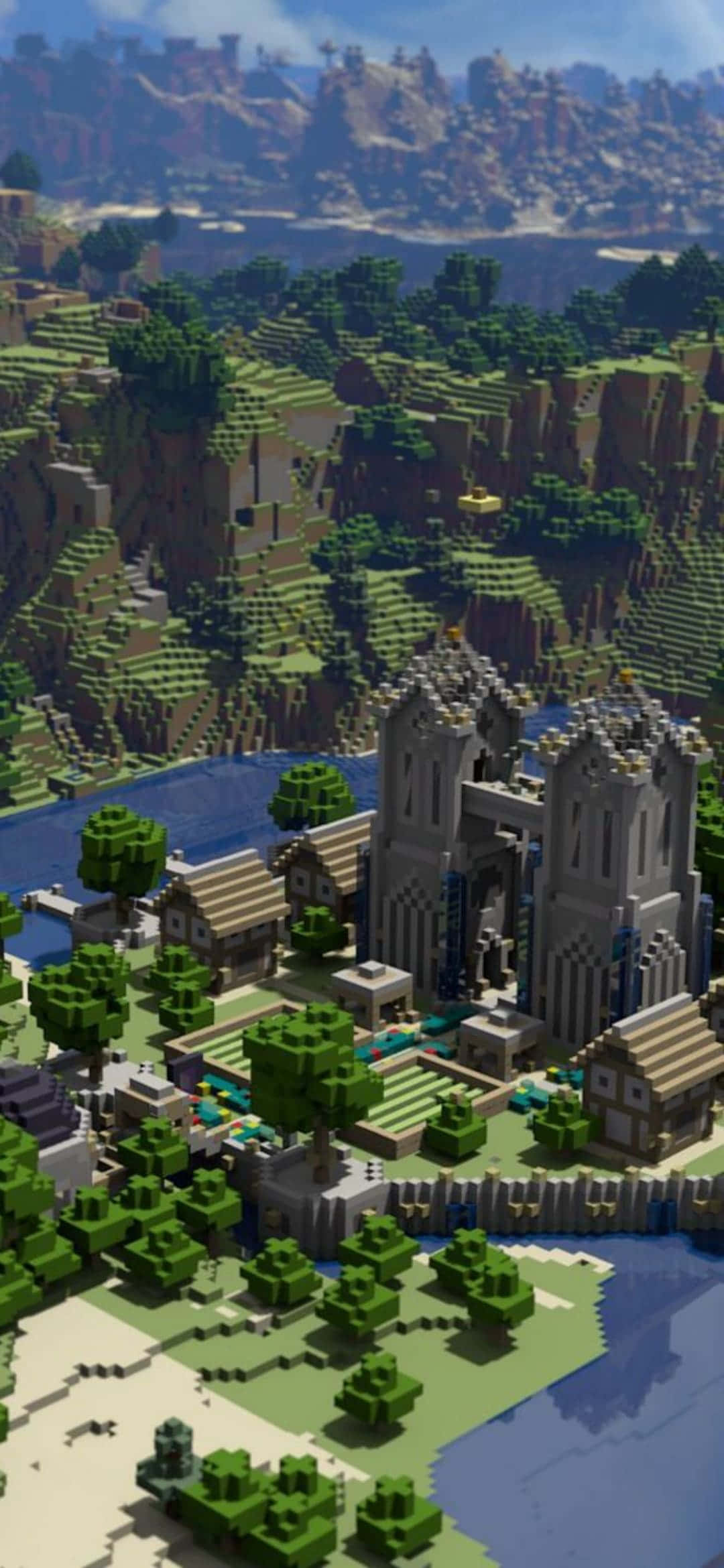 Речной Замок Pixel 3 Minecraft Фон Обои
