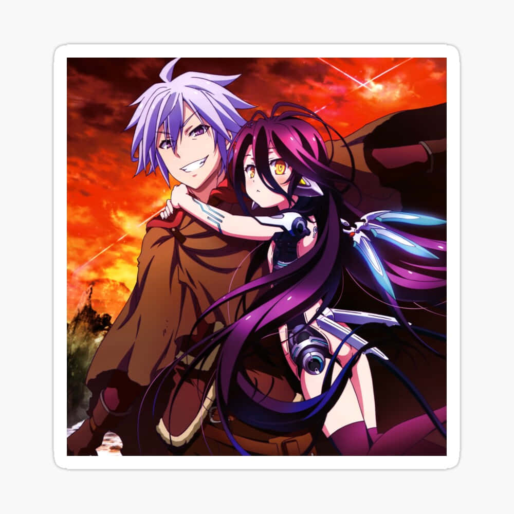 Рику несет Шуви на руках — No Game No Life Обои